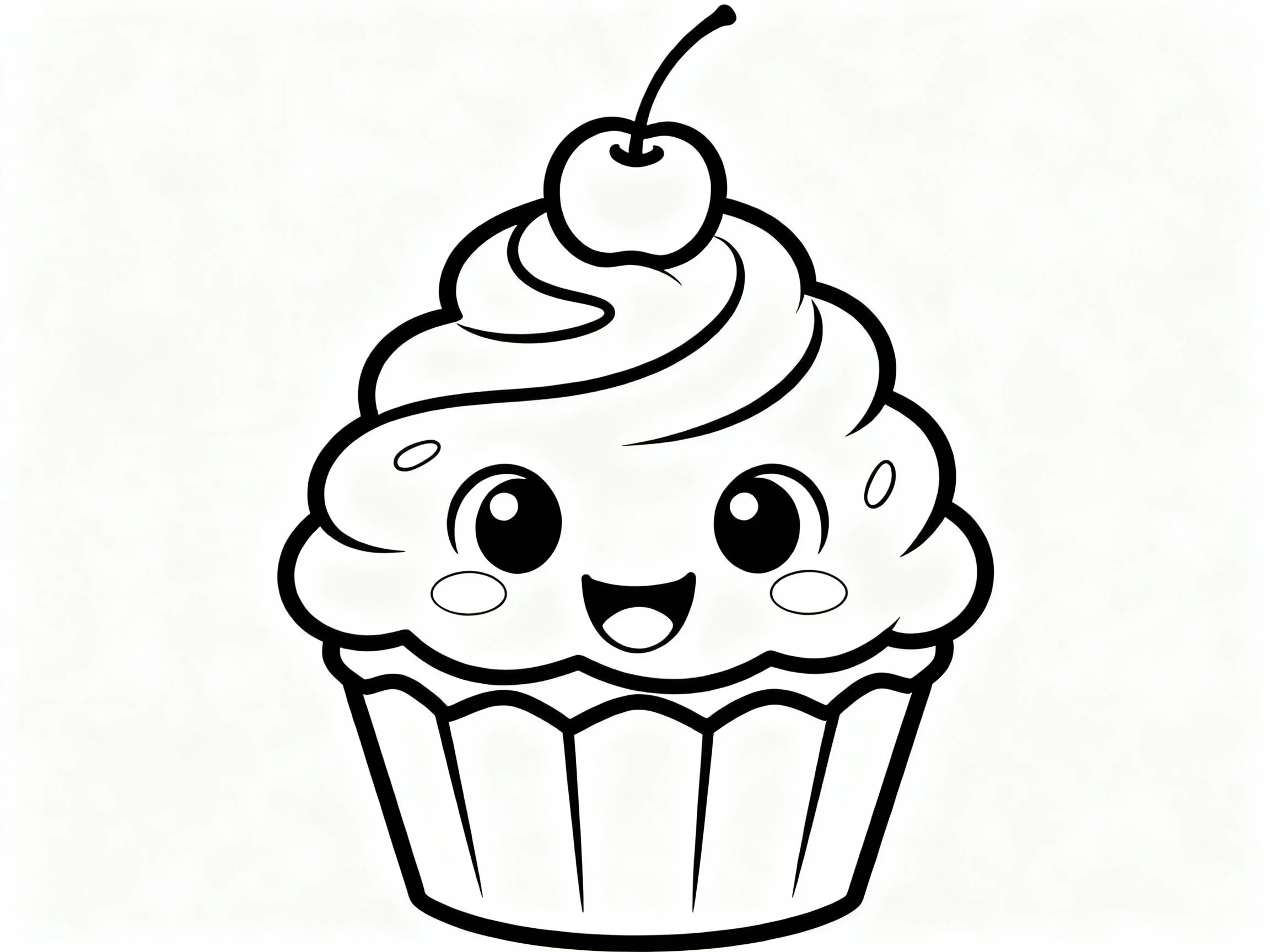 Smiling Cupcake with Cherry