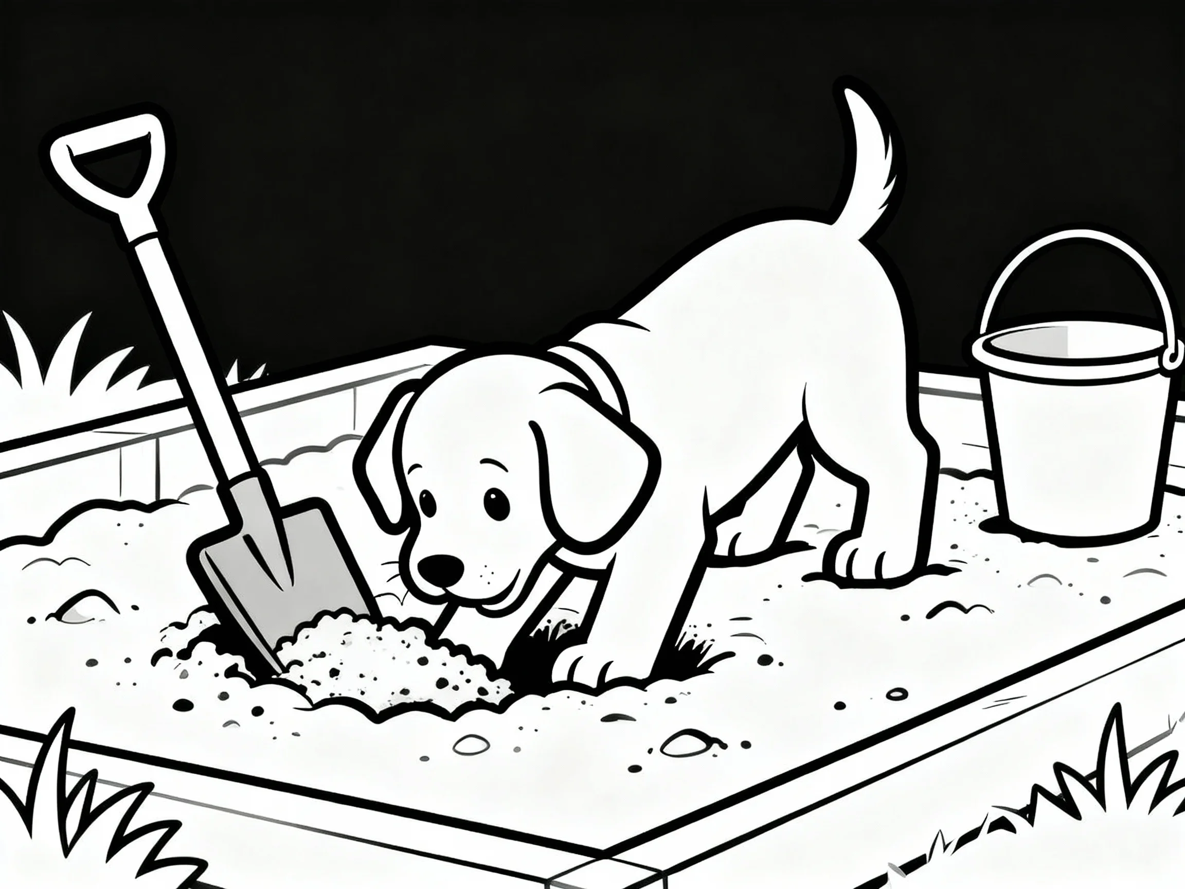 Puppy Digging in Sand