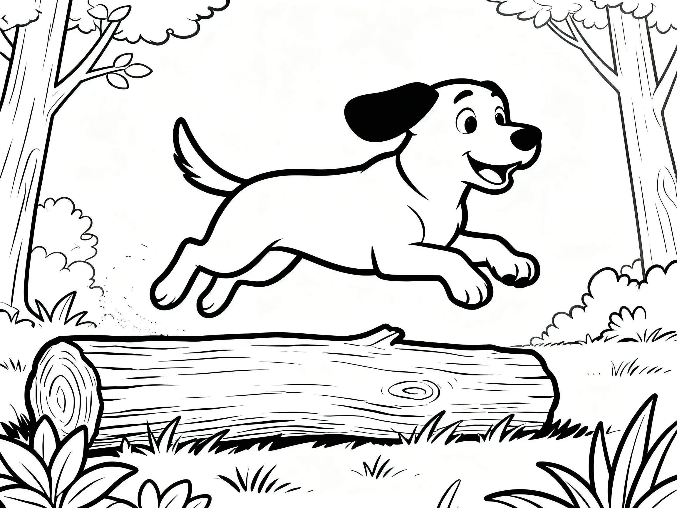 Dog Jumping Over Log