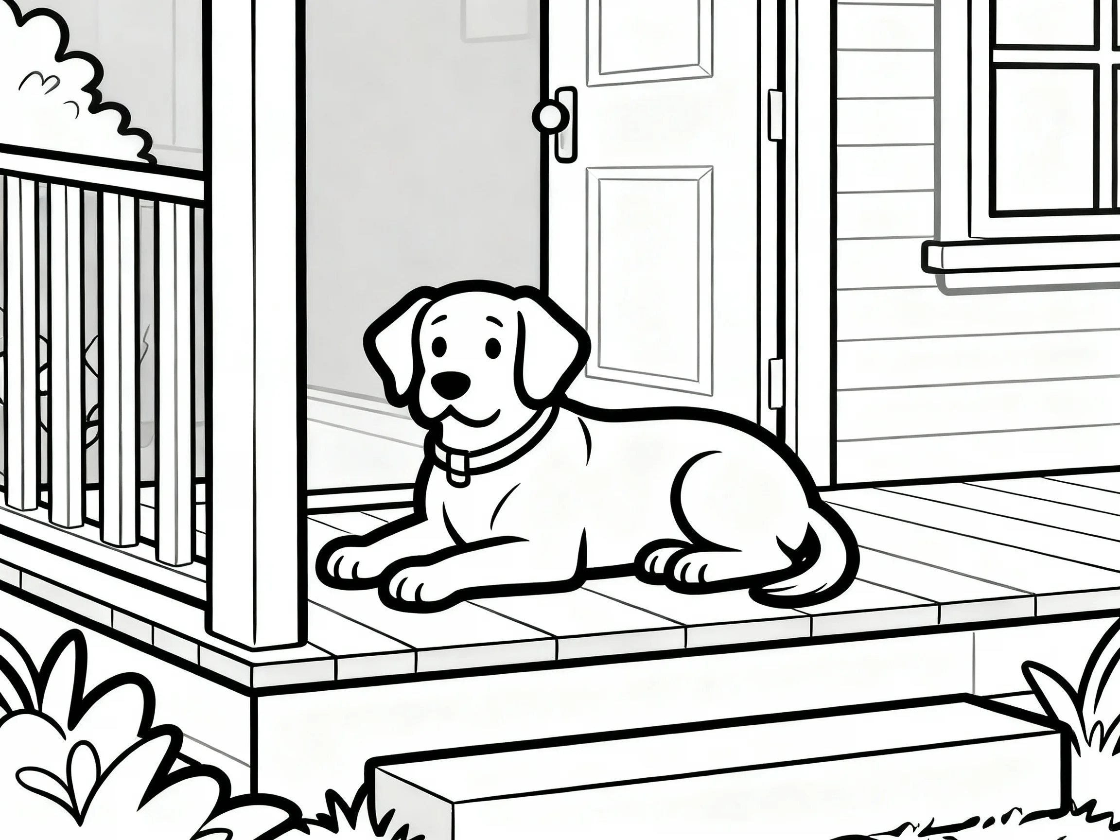 Dog Resting on Porch