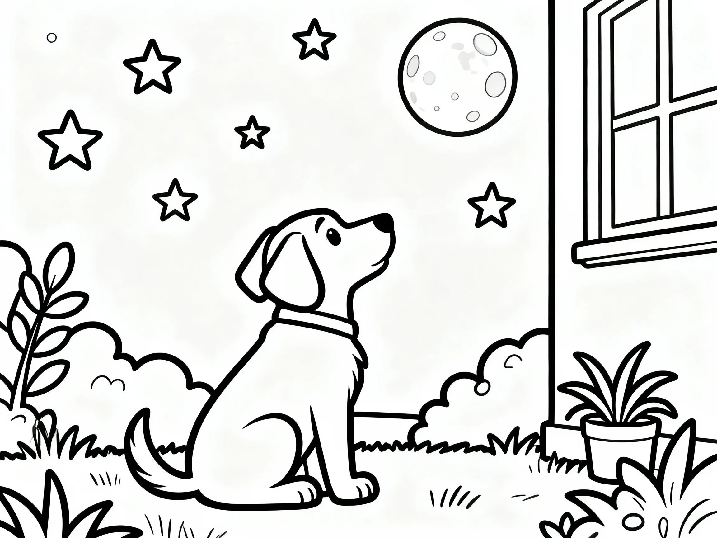 Dog Looking at Moon