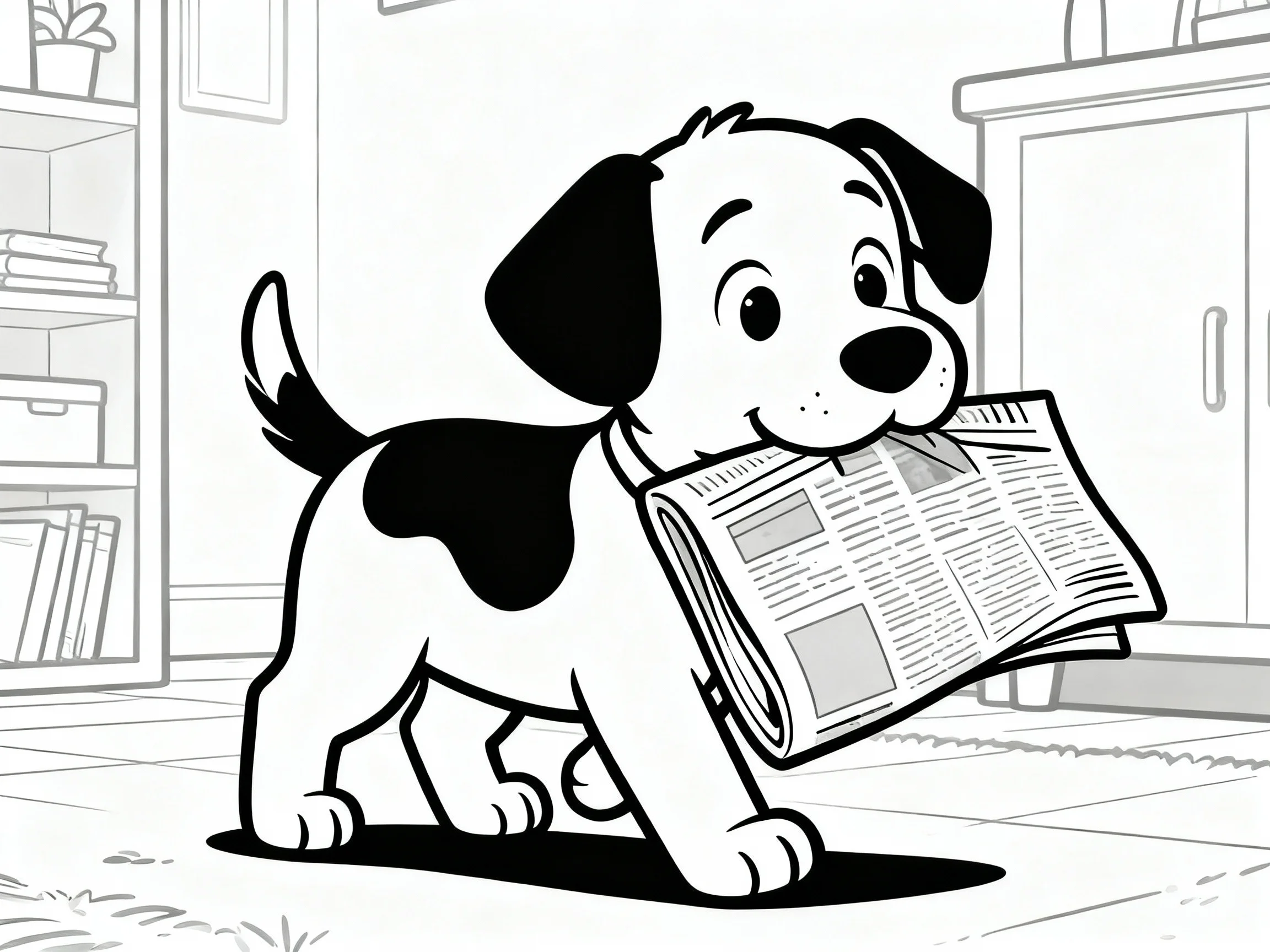 Puppy with Newspaper
