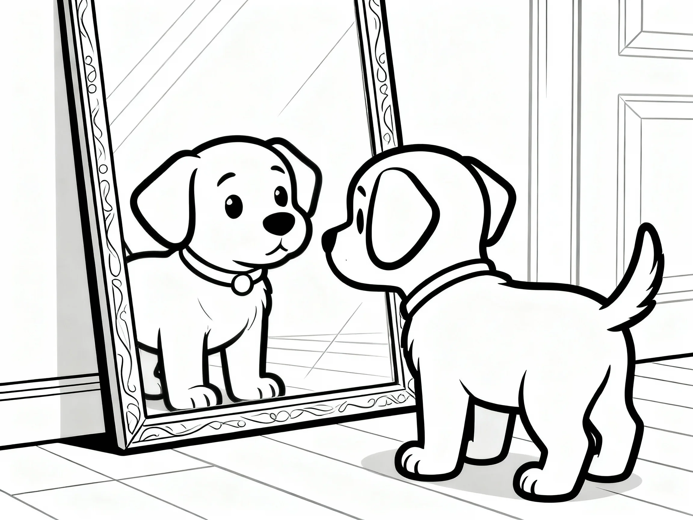 Puppy Looking in Mirror