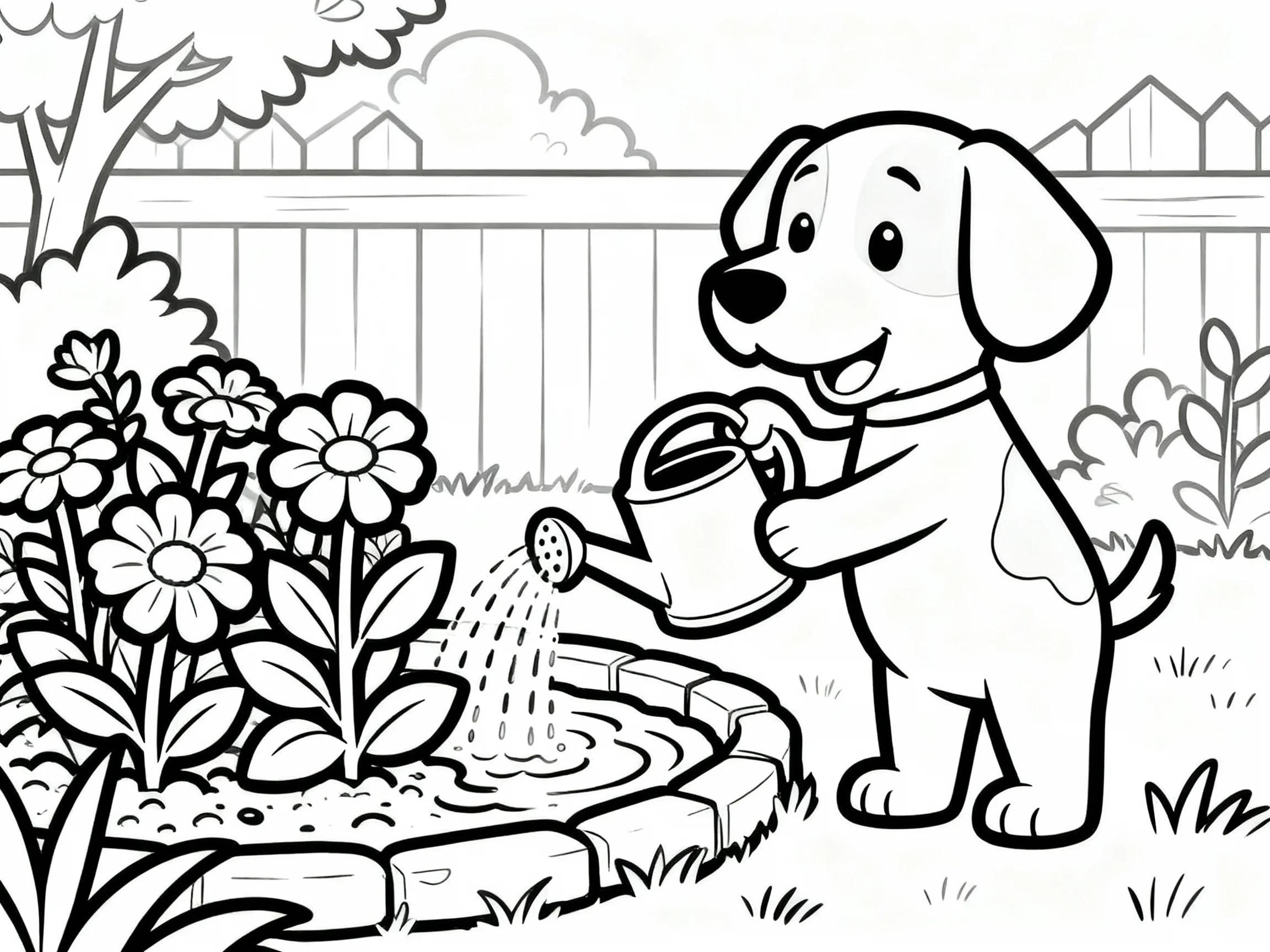 Dog with Watering Can