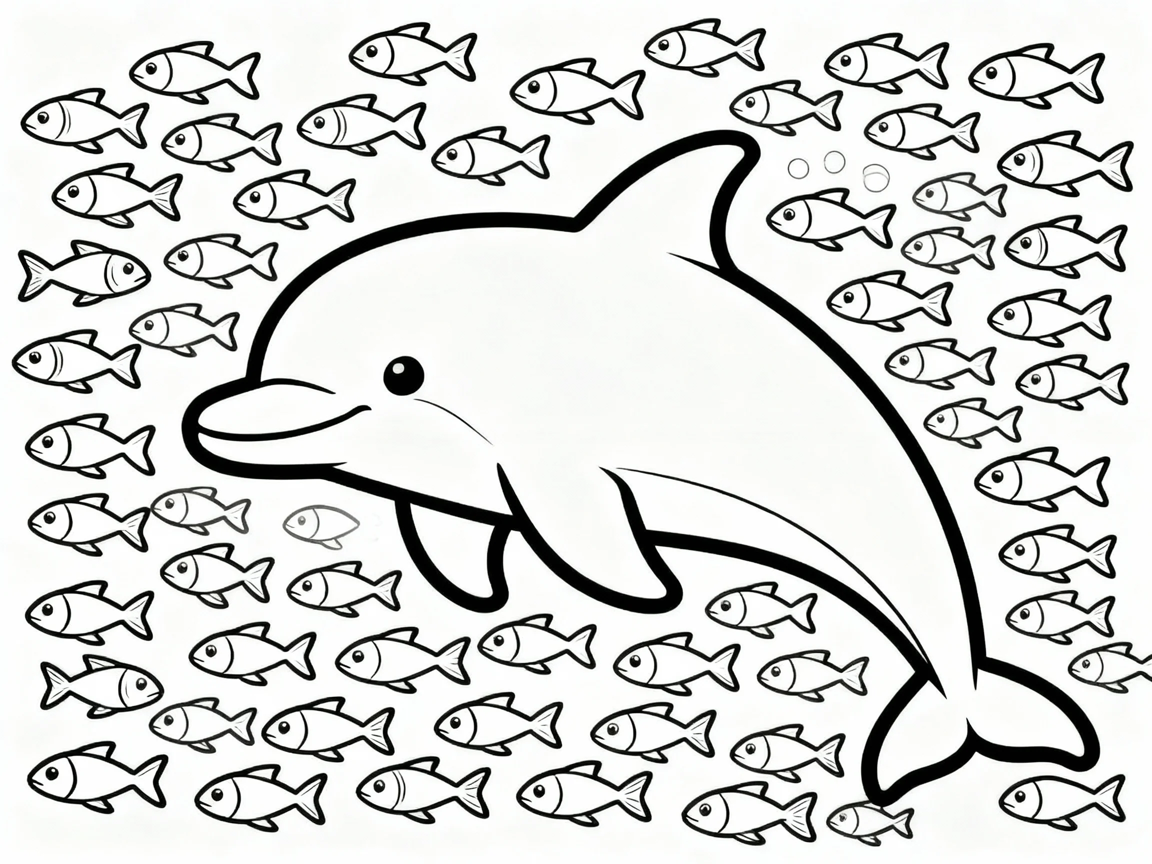 Dolphin with Fish School