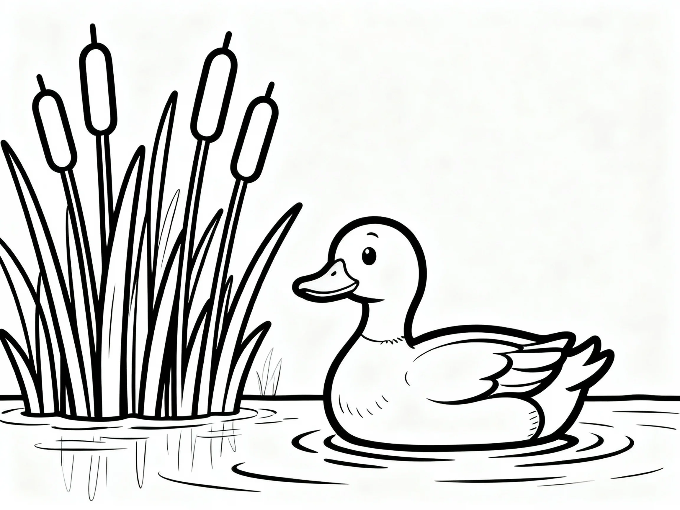 Duck by Bulrushes