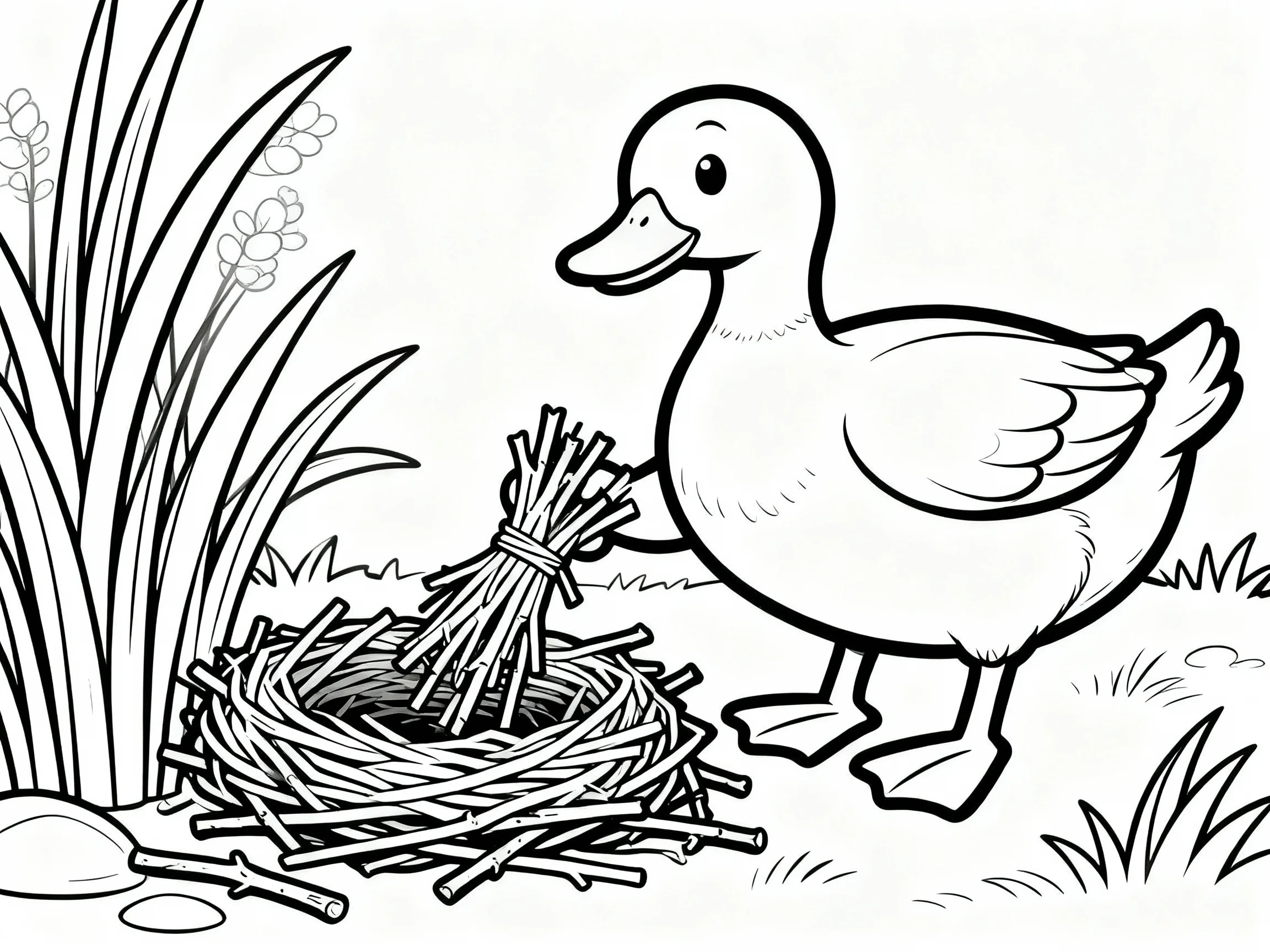 Duck Building a Nest