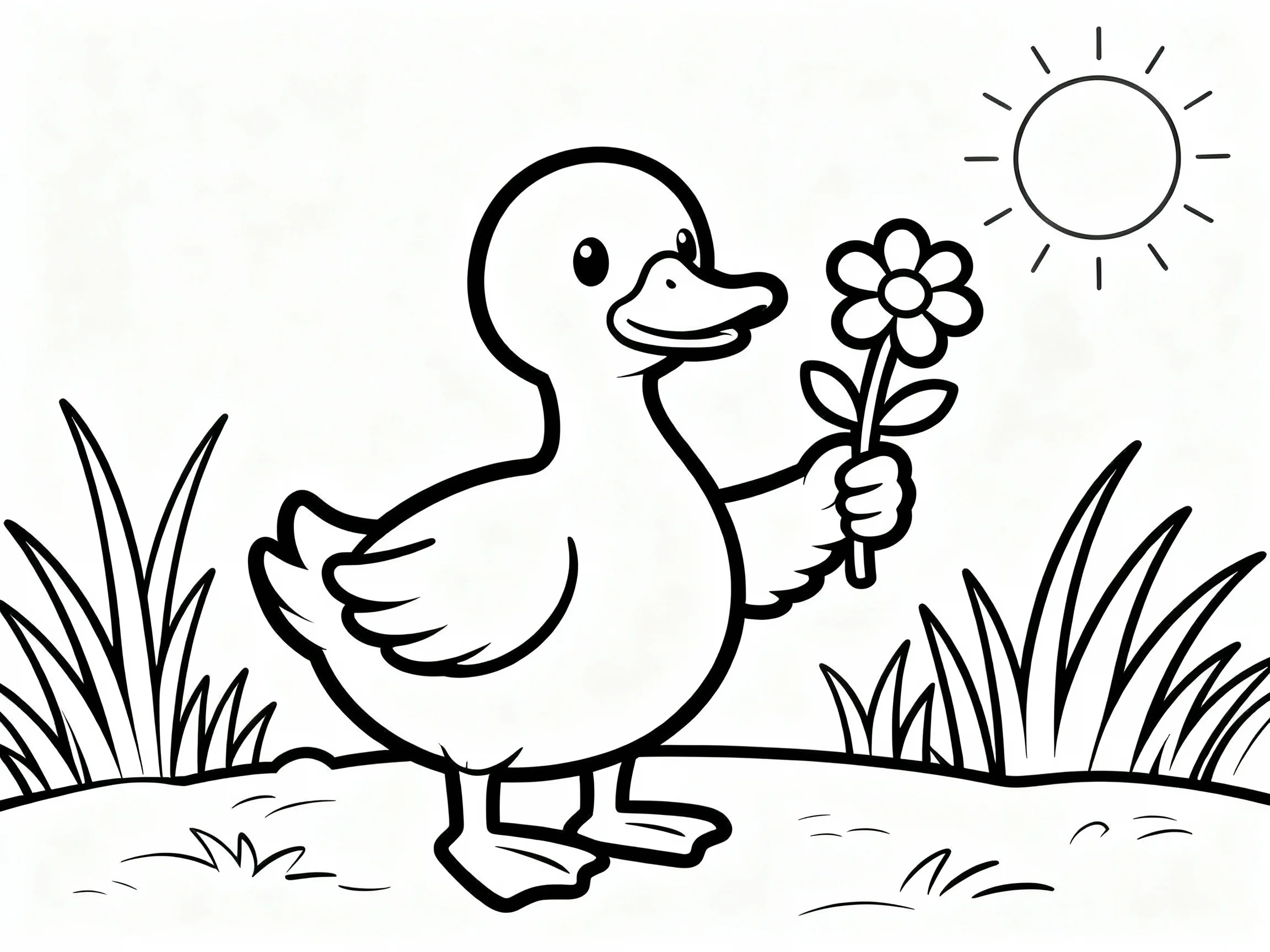 Duck Holding a Flower