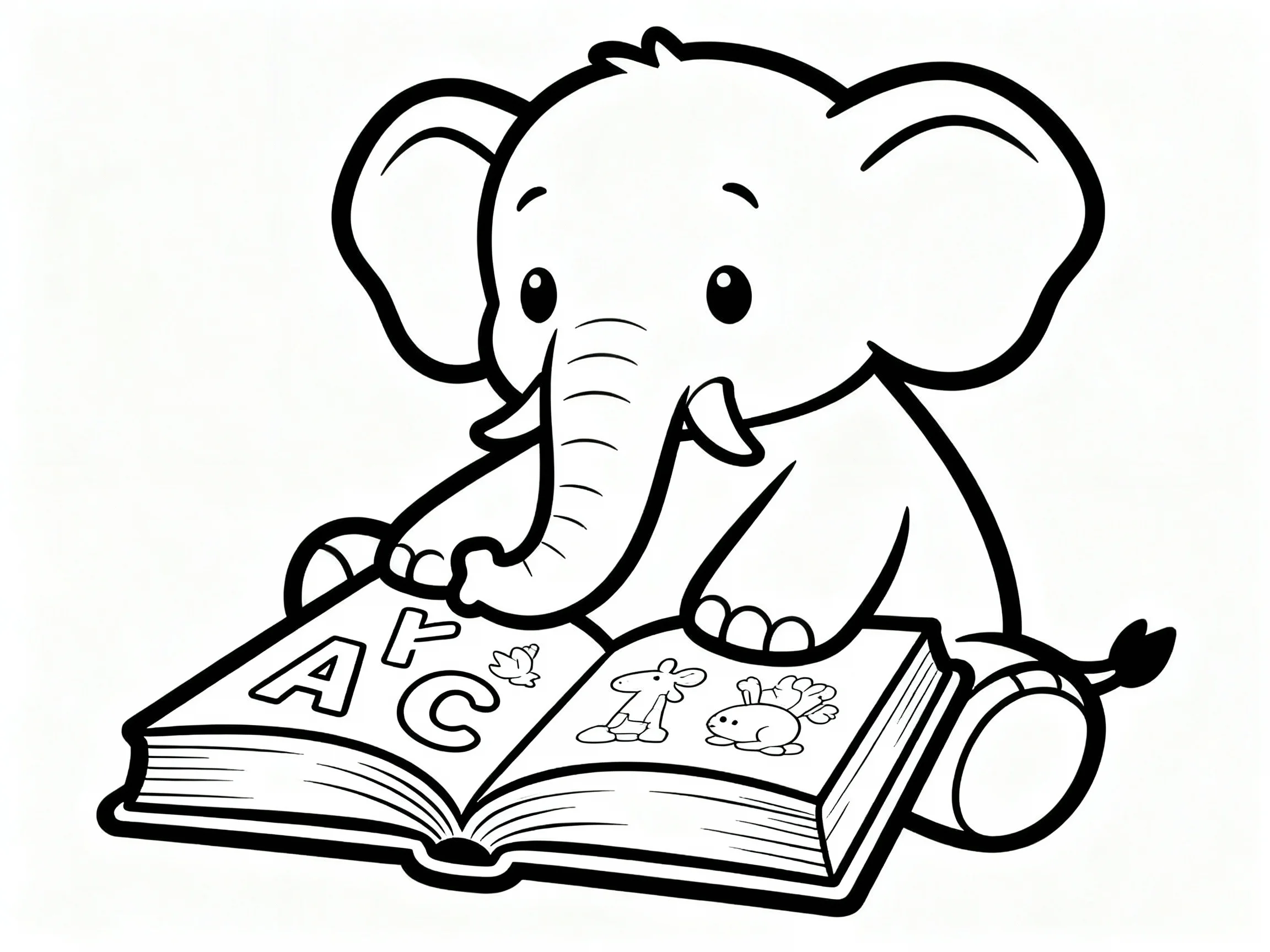 Elephant Reading a Book