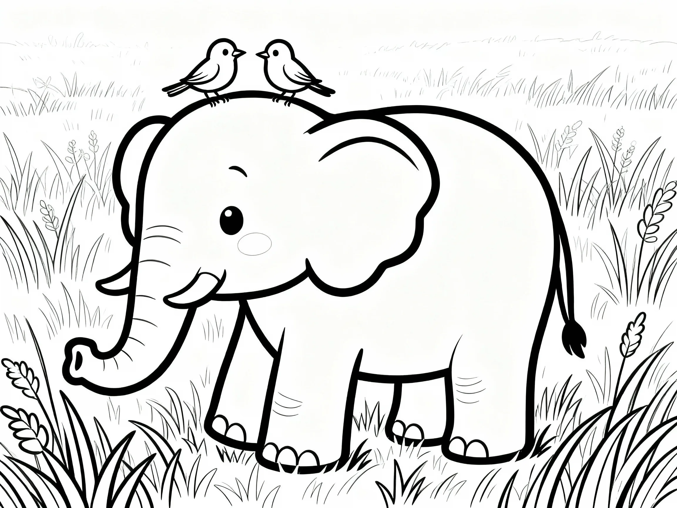 Elephant with Baby Birds