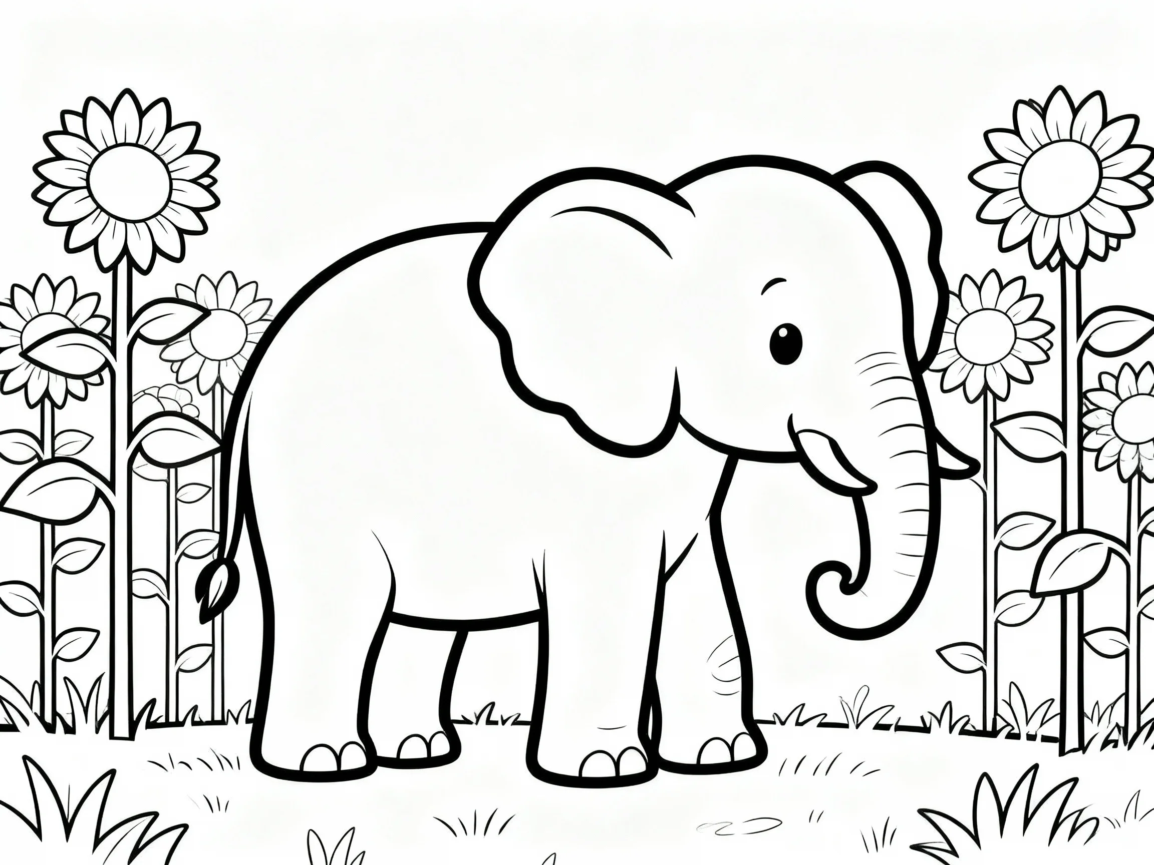 Elephant in a Sunflower Field