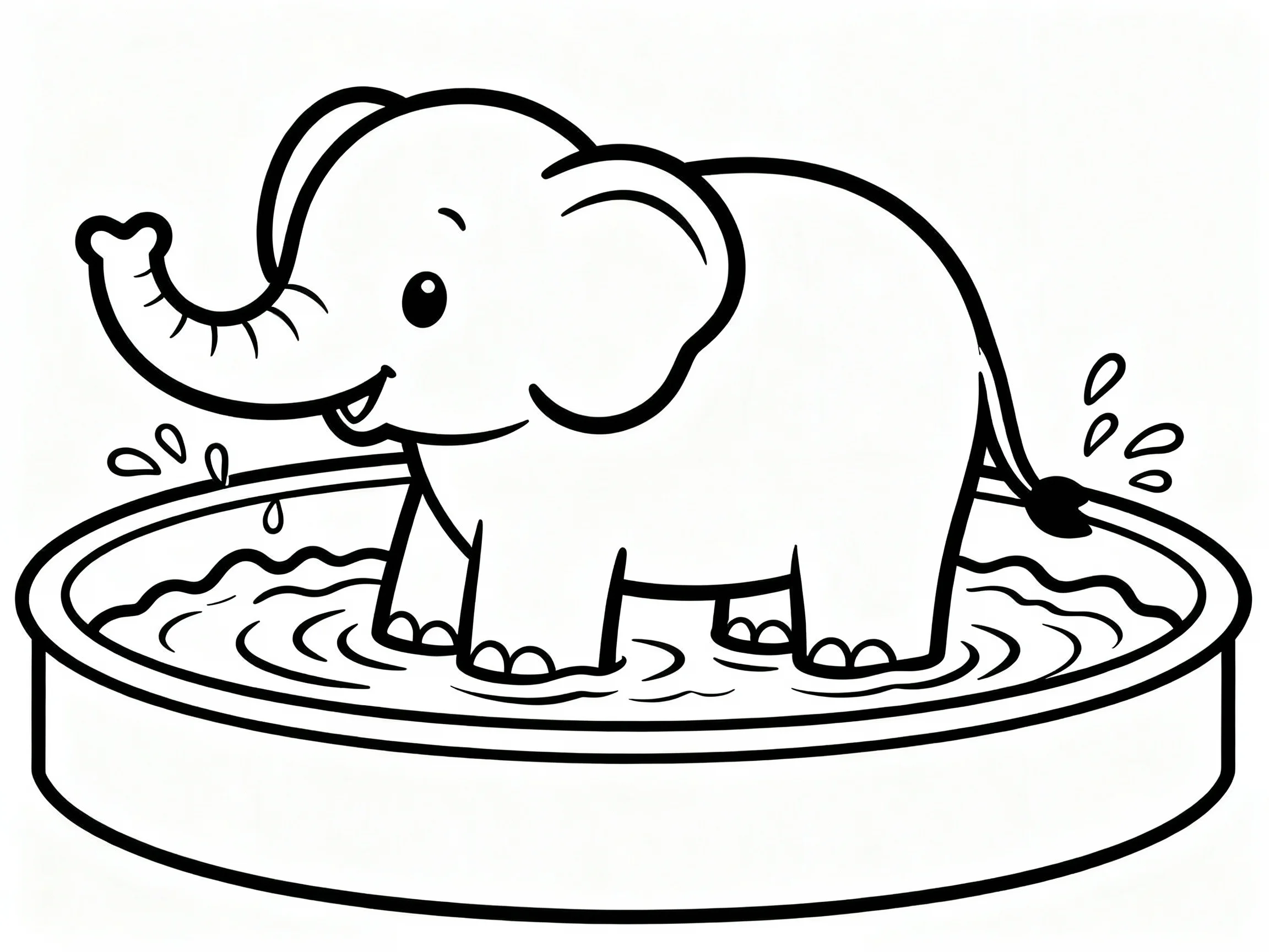 Elephant Splashing in Pool