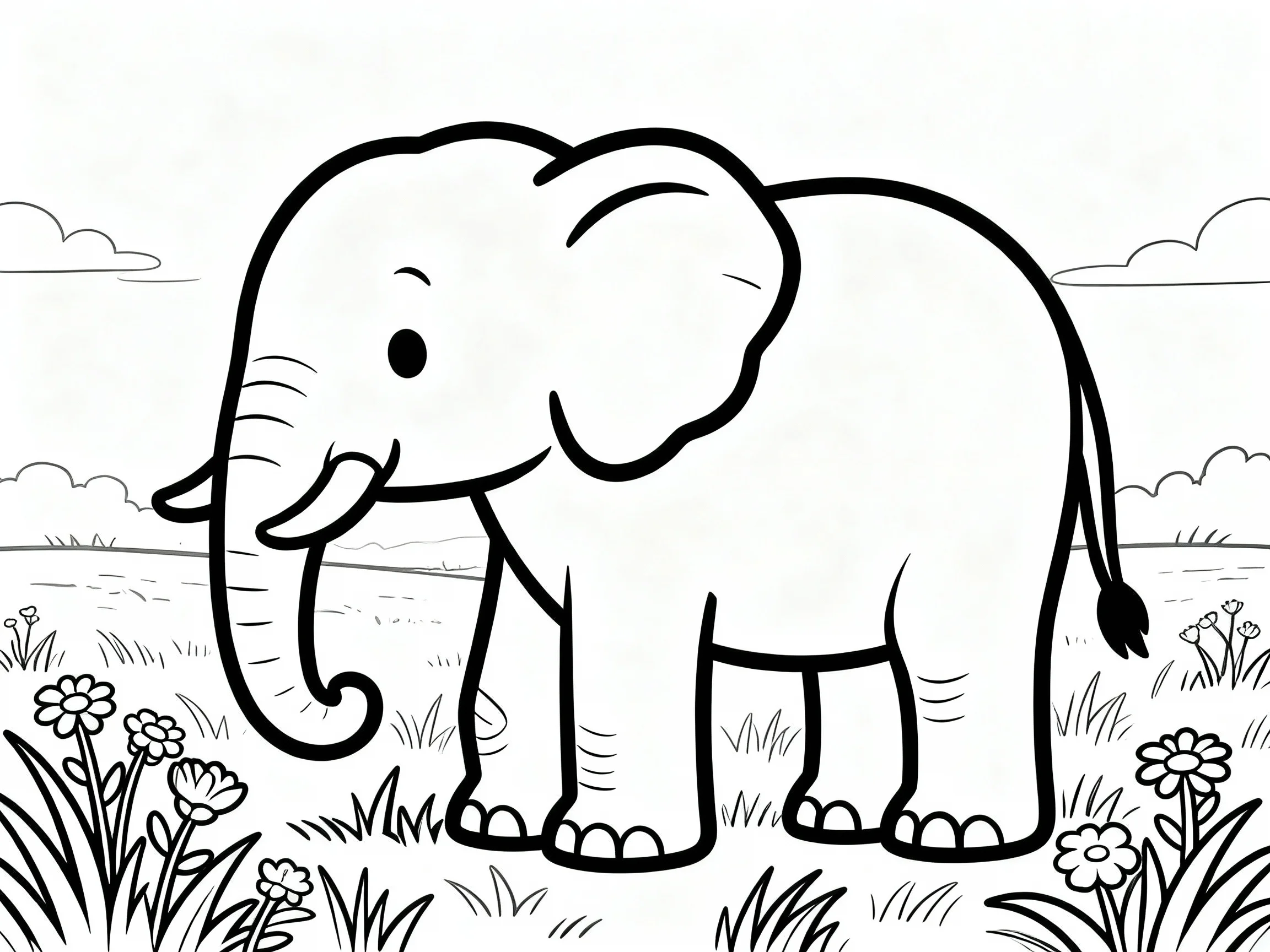 Elephant in Grass Field