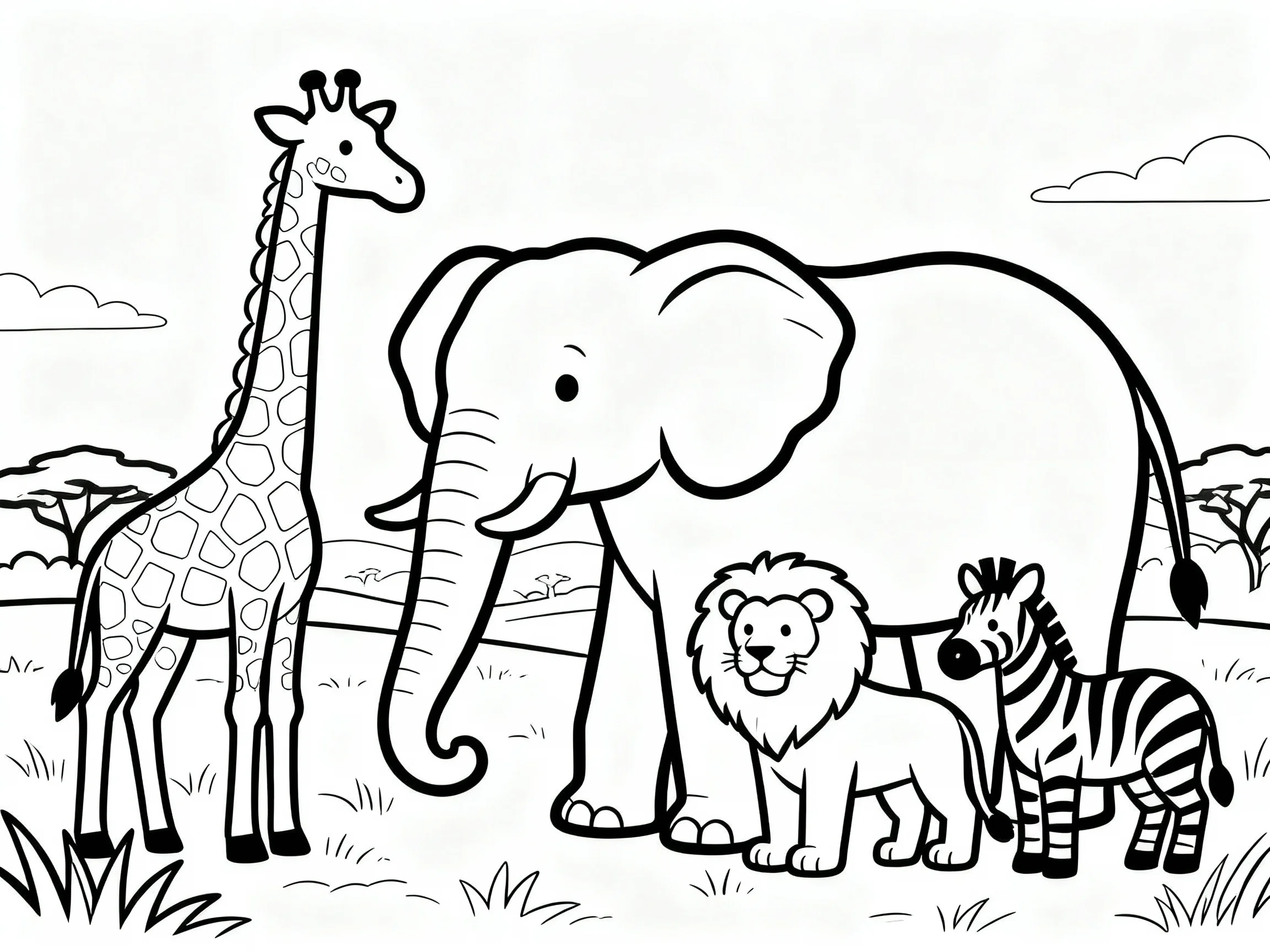 Elephant with Safari Friends