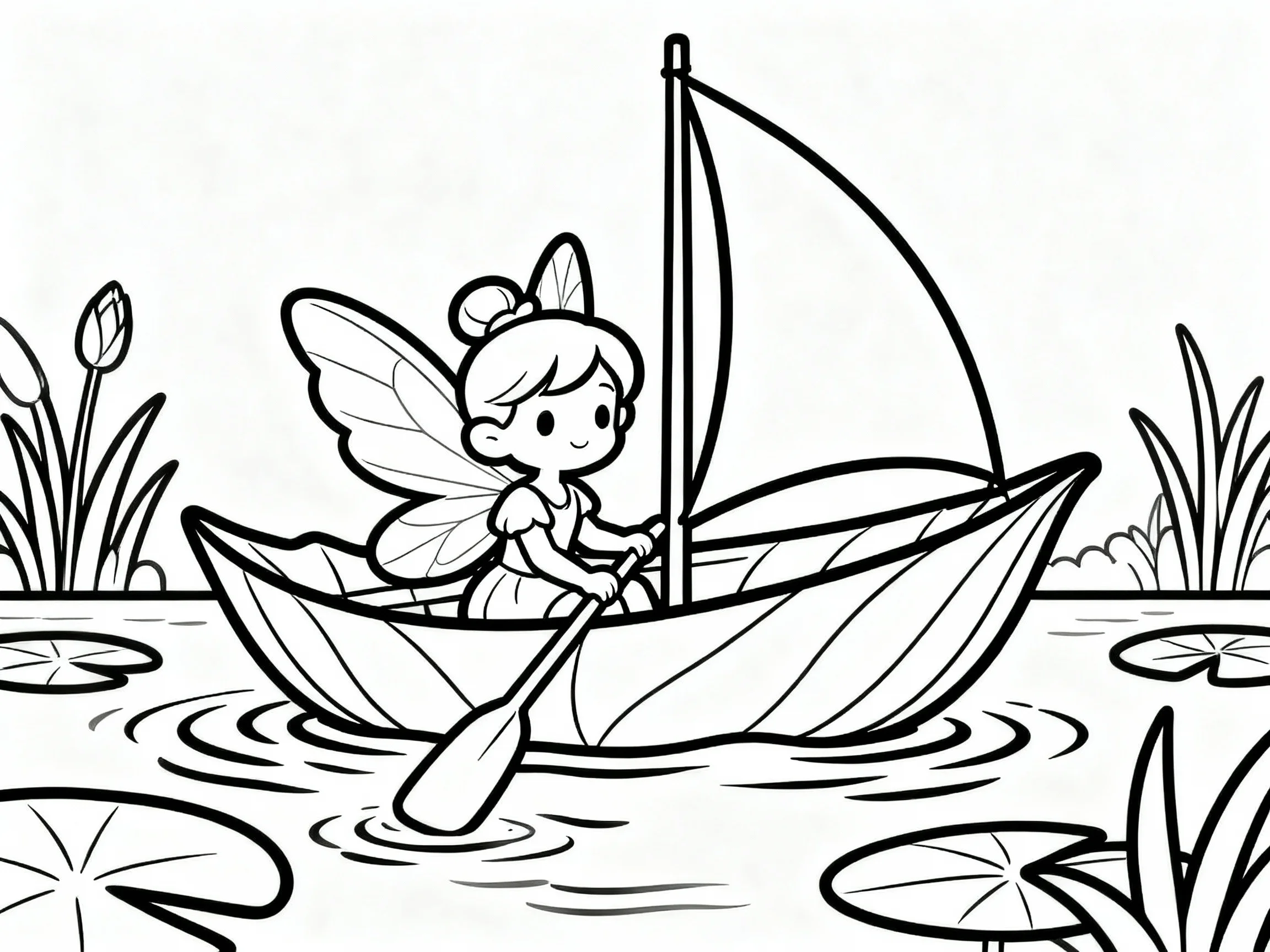 Fairy on Lily Leaf Boat