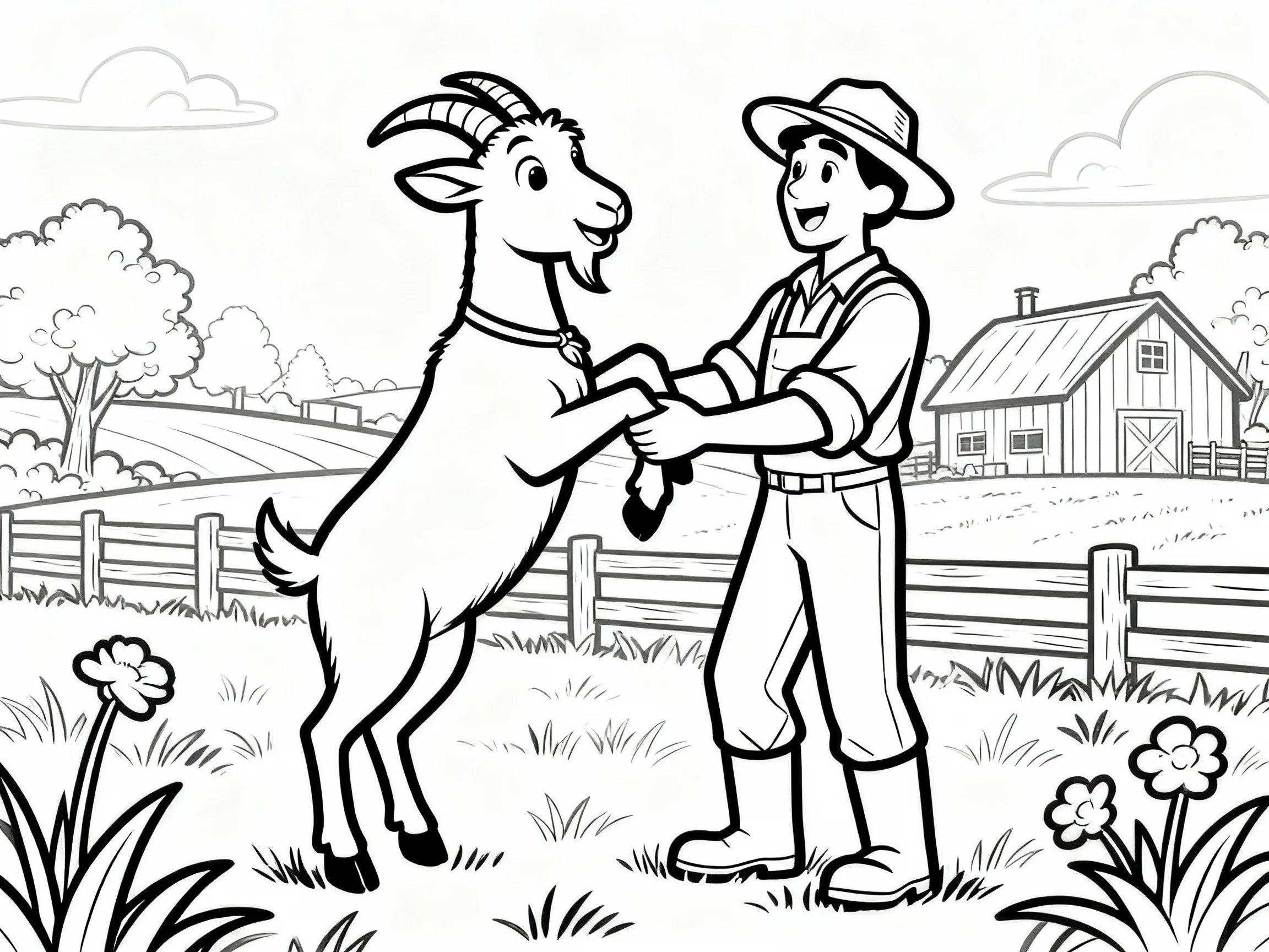 Goat Playing with Farmer