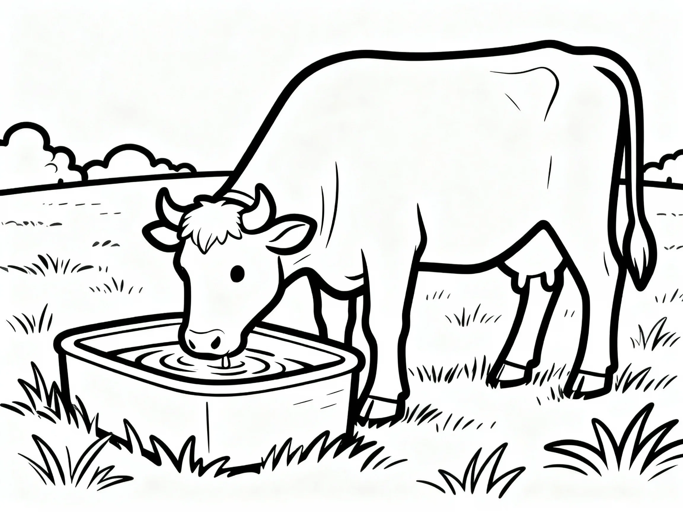 Cow Drinking from Trough