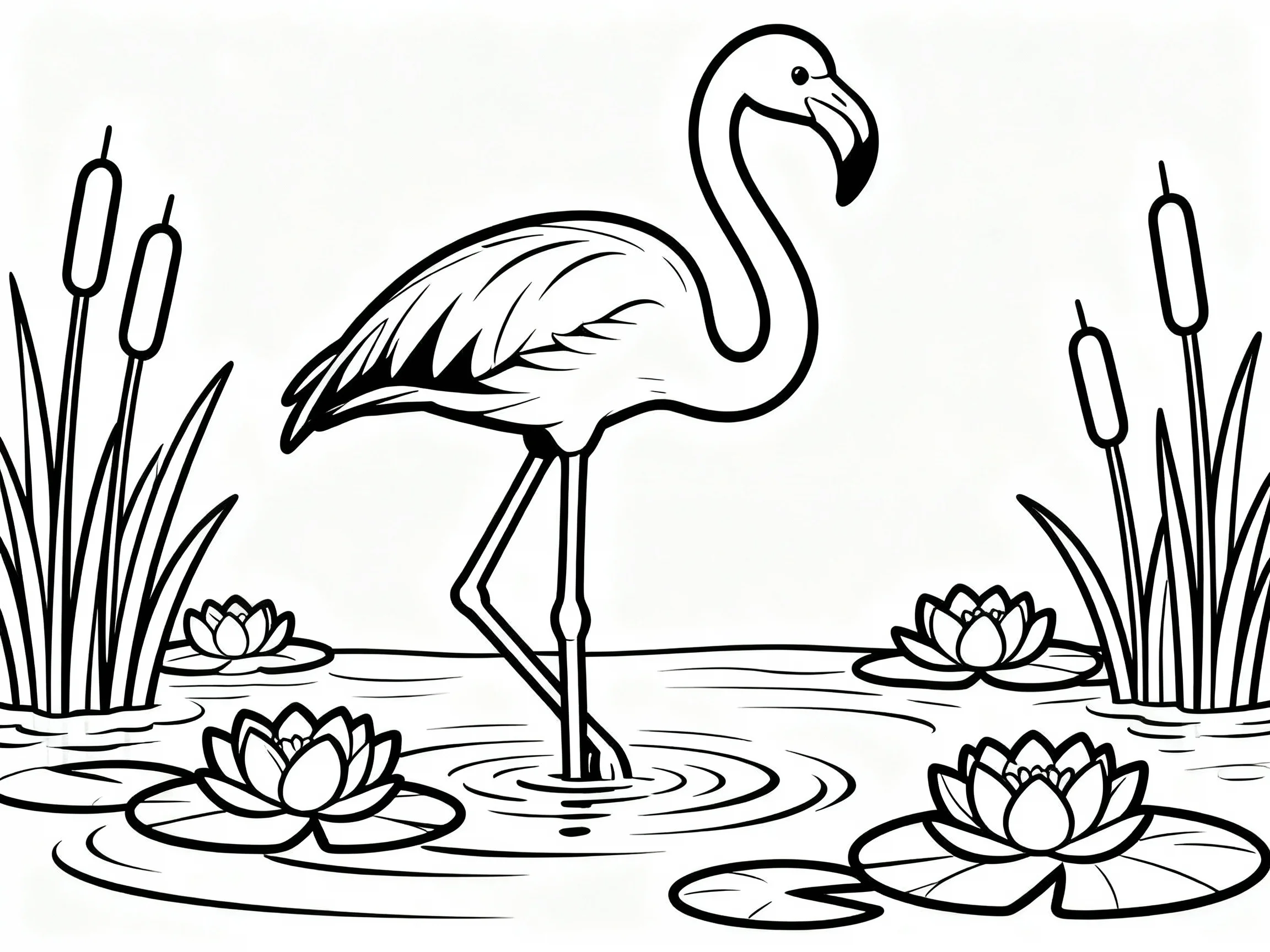 Flamingo in the Pond