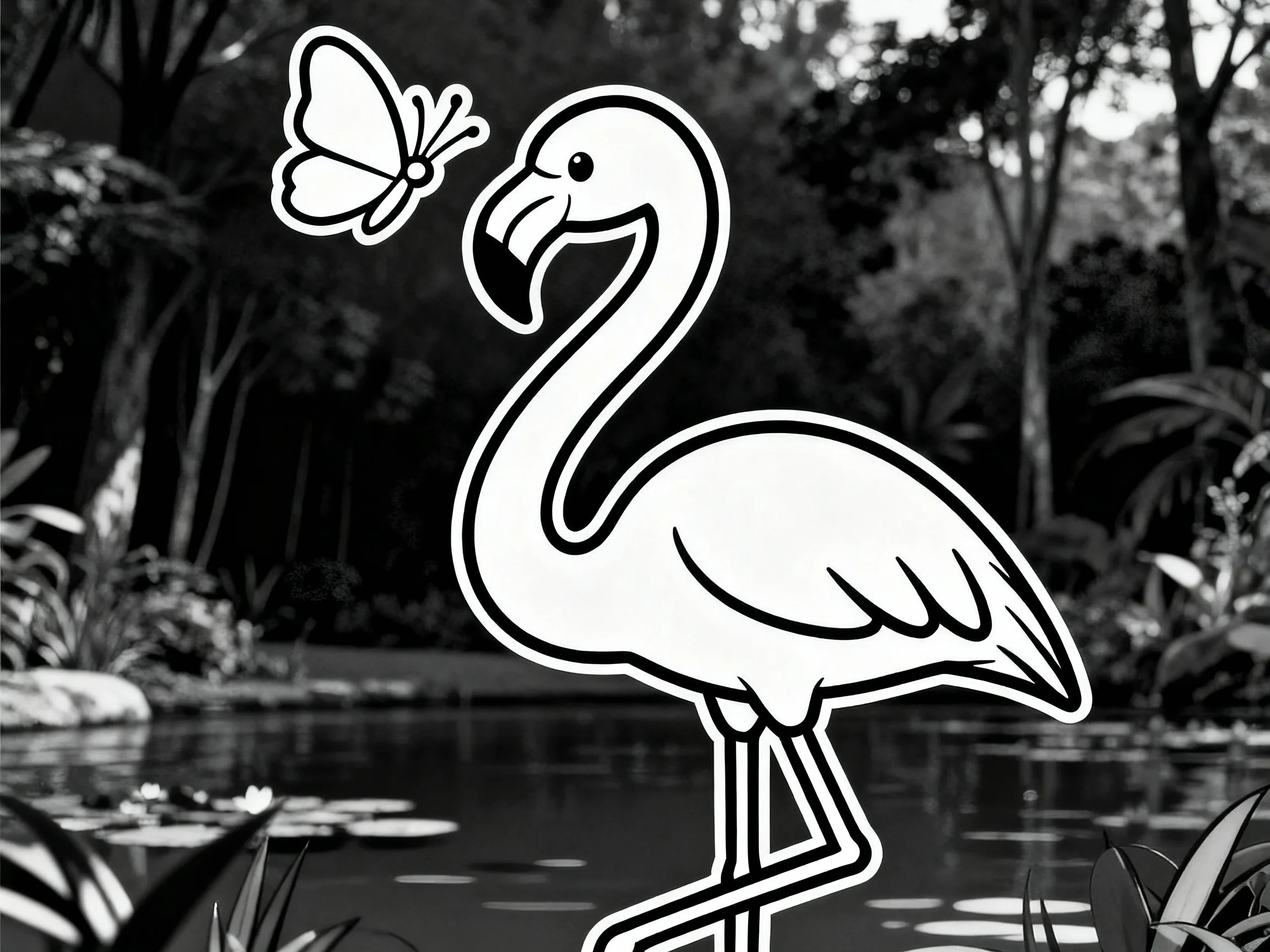 Flamingo with Butterfly