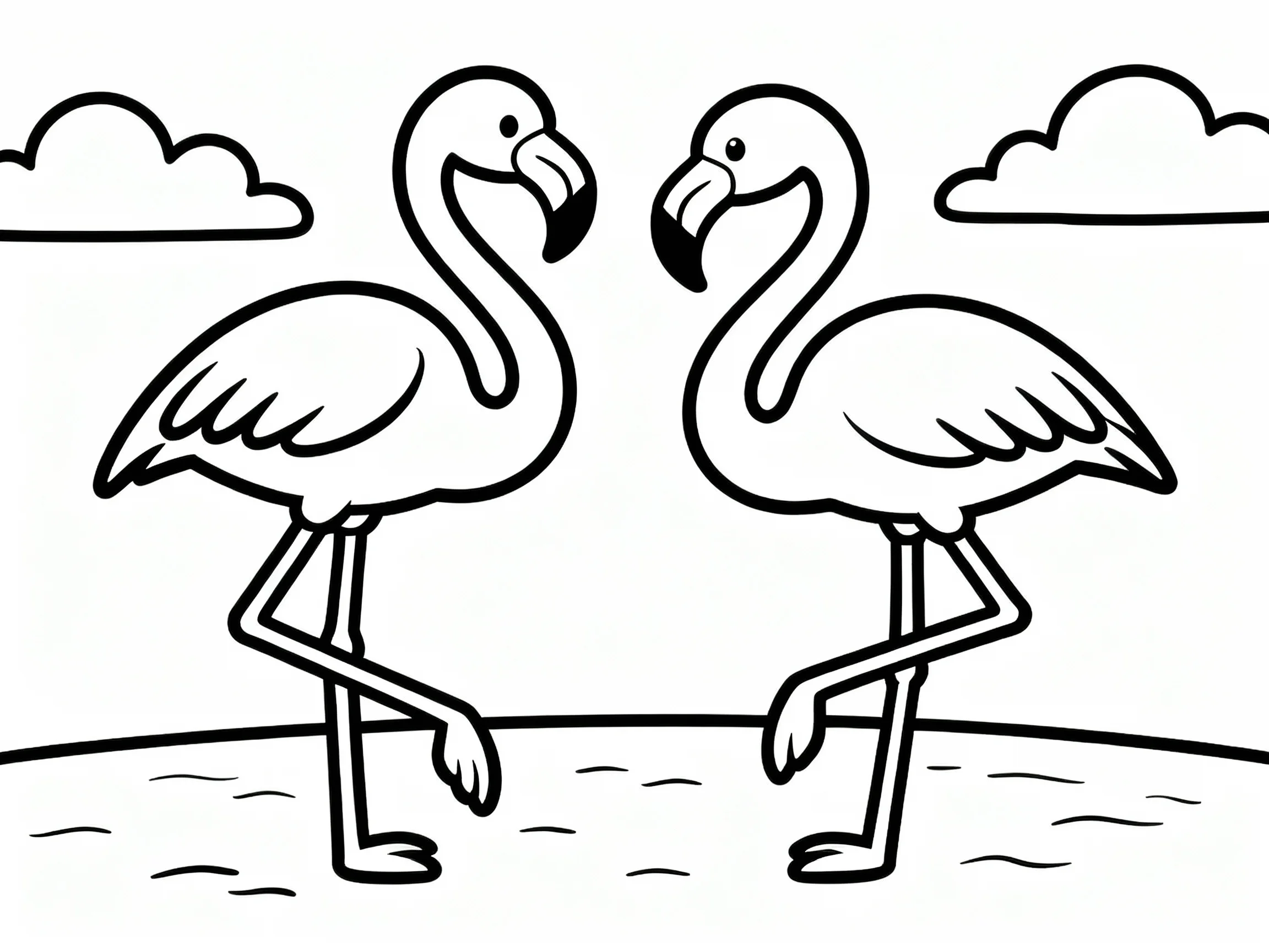Two Flamingos Playing