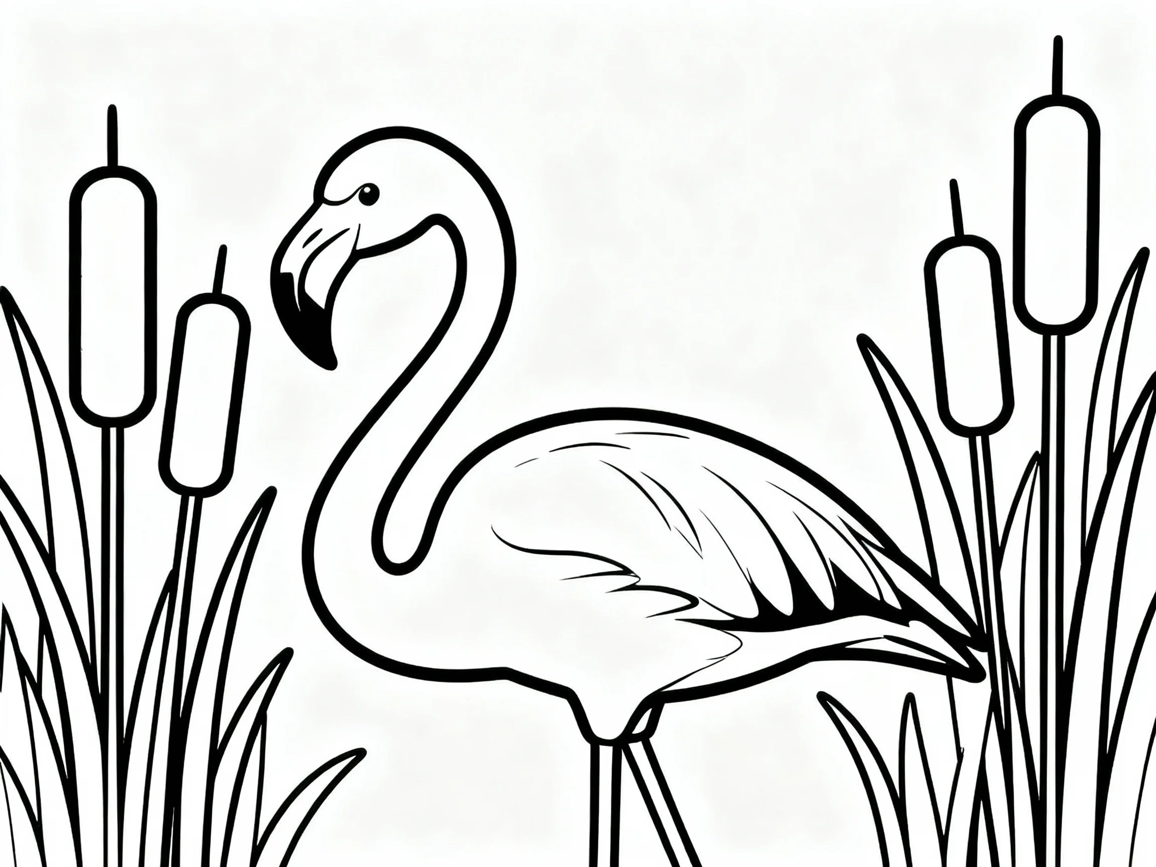 Flamingo and Cattails