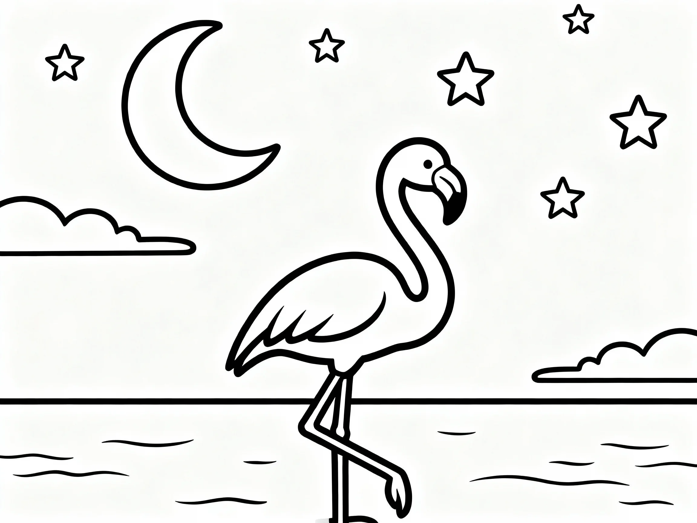 Flamingo Under Moon