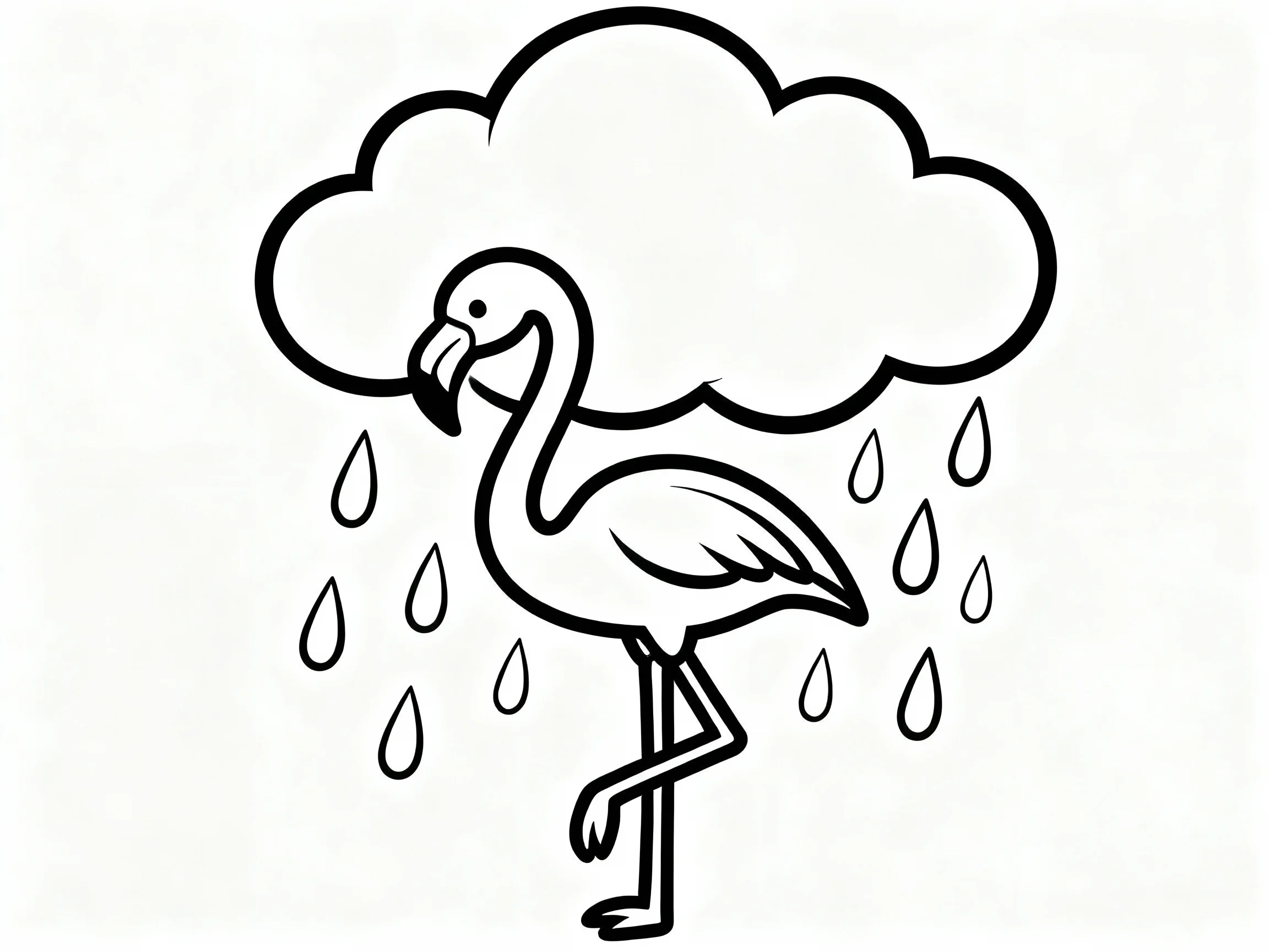 Flamingo with Clouds and Rain