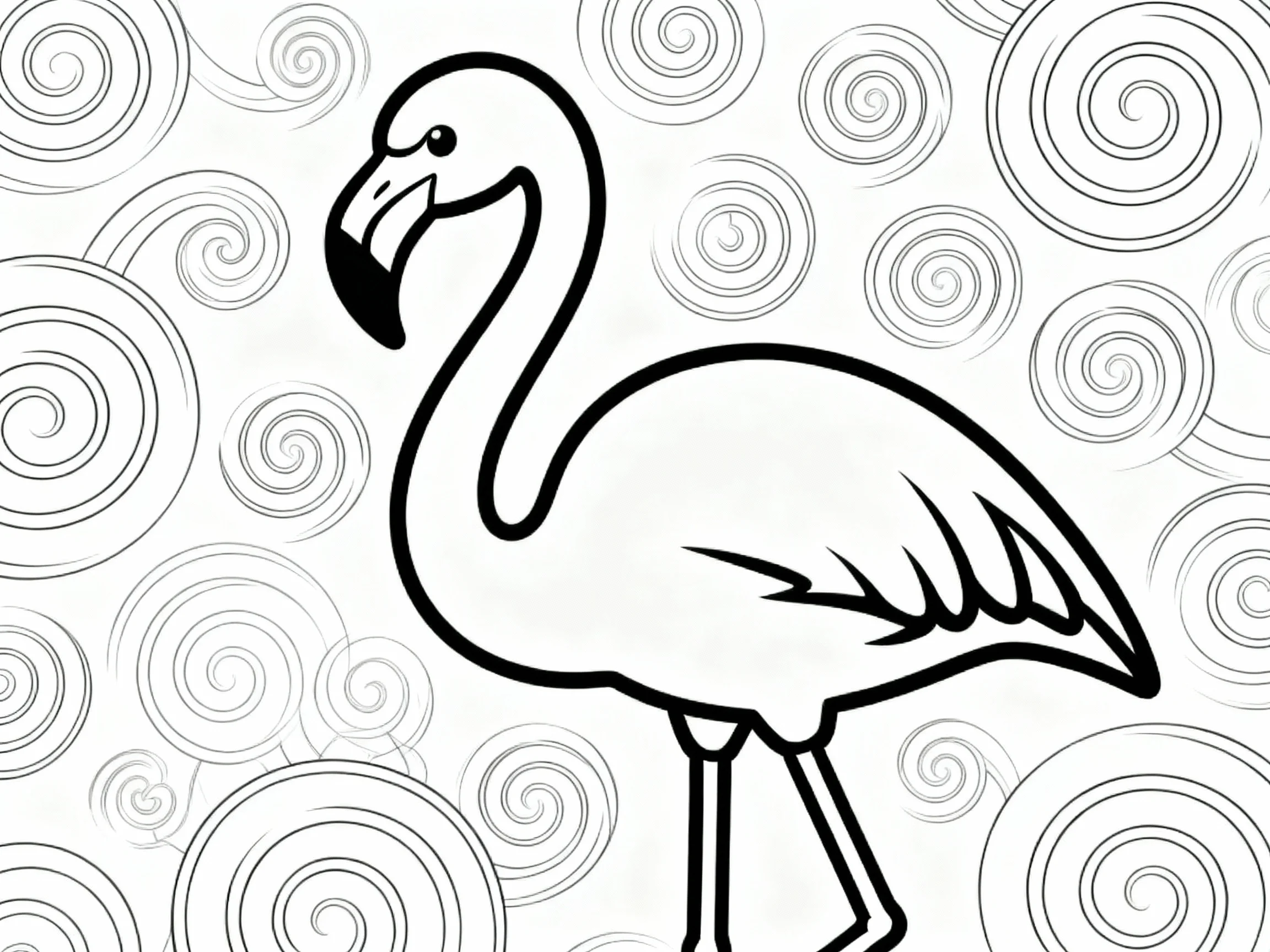 Flamingo with Spiral Pattern