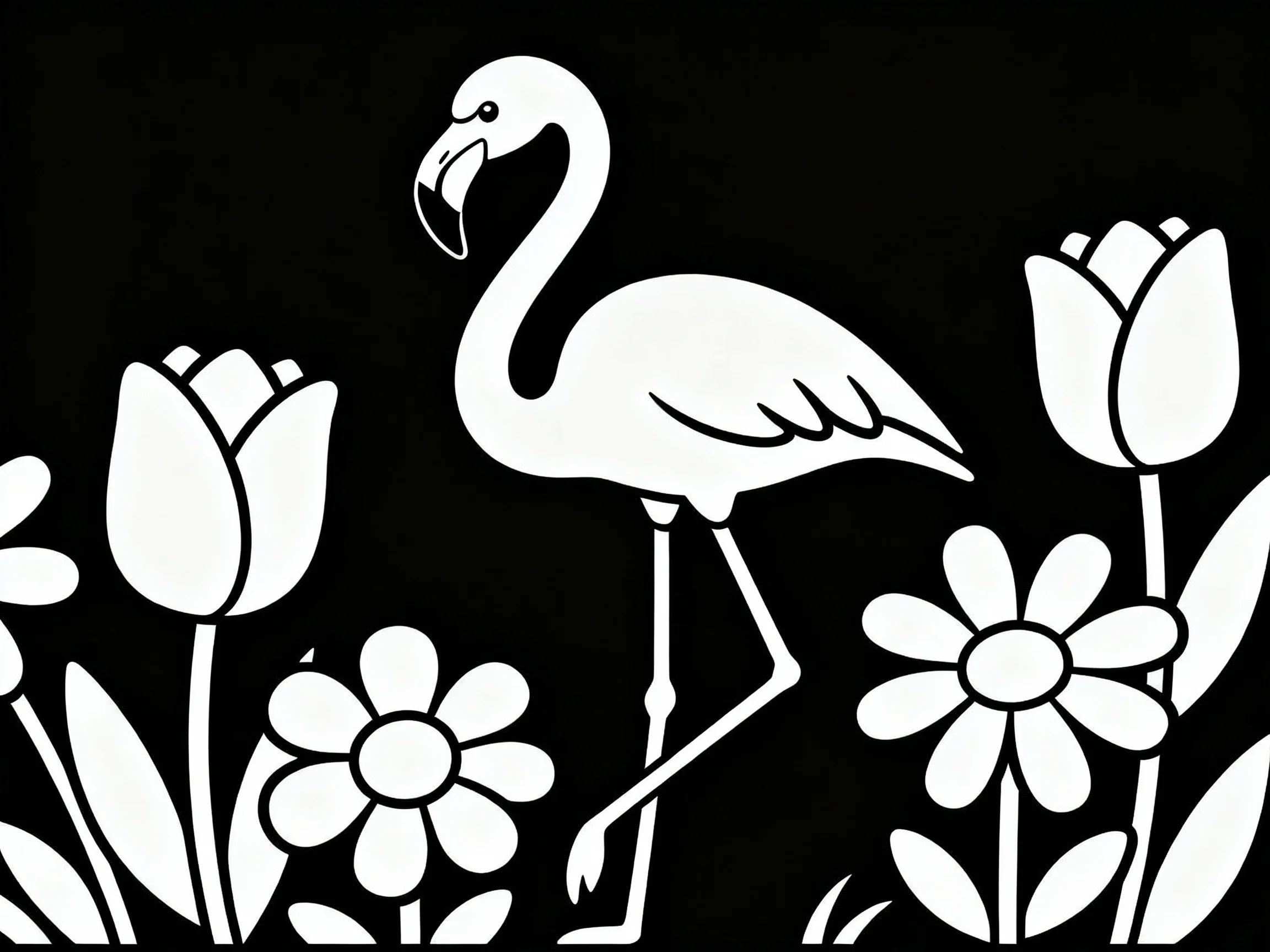 Flamingo with Flowers