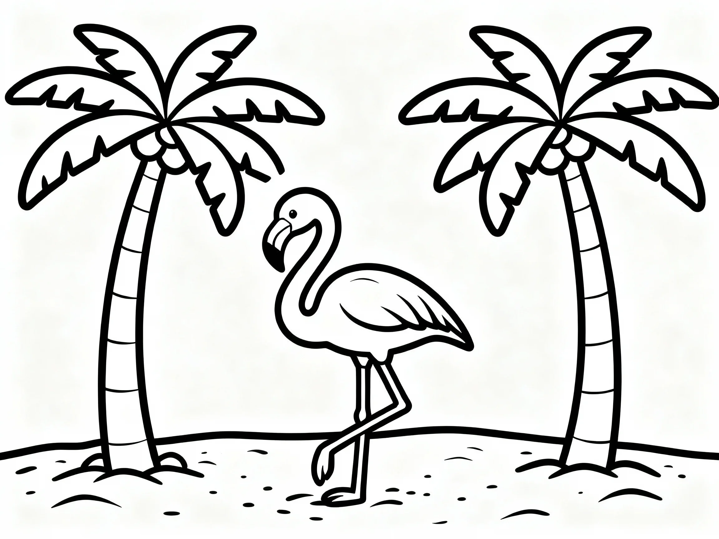 Flamingo in Palm Trees