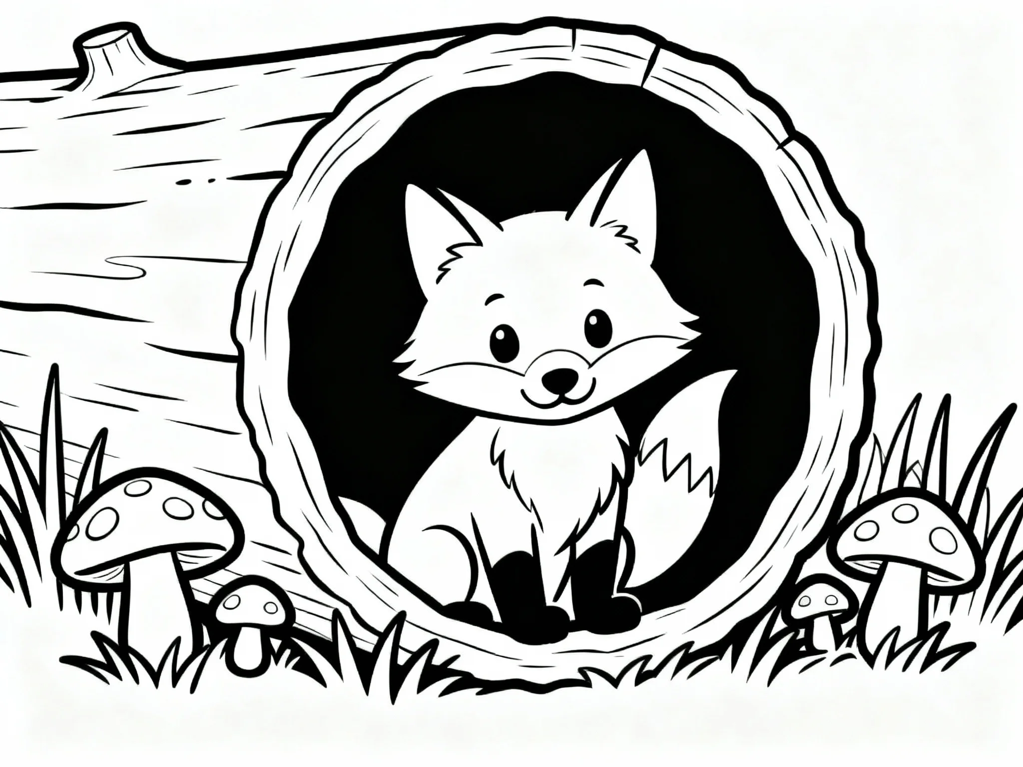Fox in a Hollow Log
