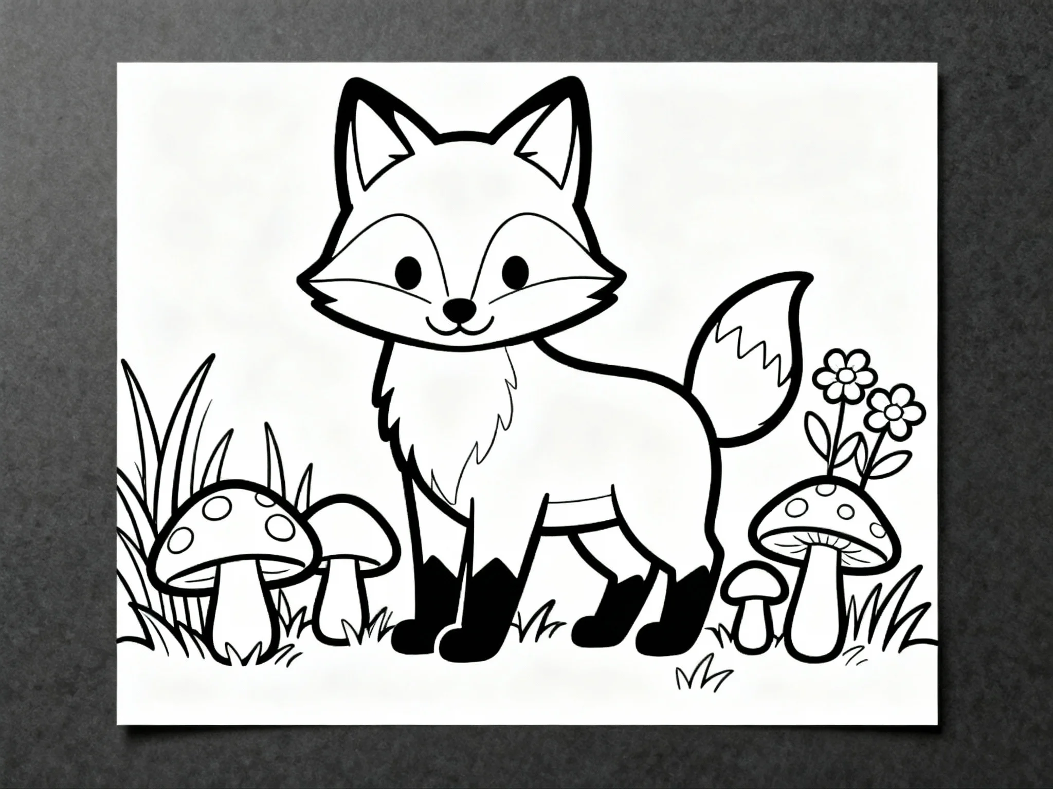 Fox with Mushrooms
