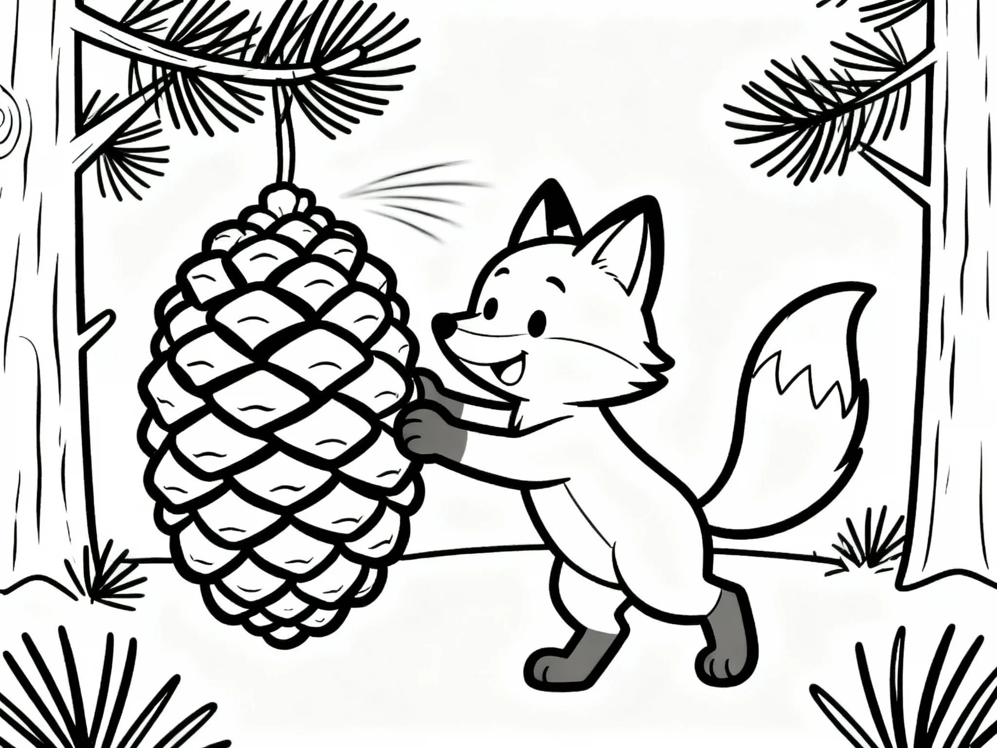 Fox Playing with Pinecone