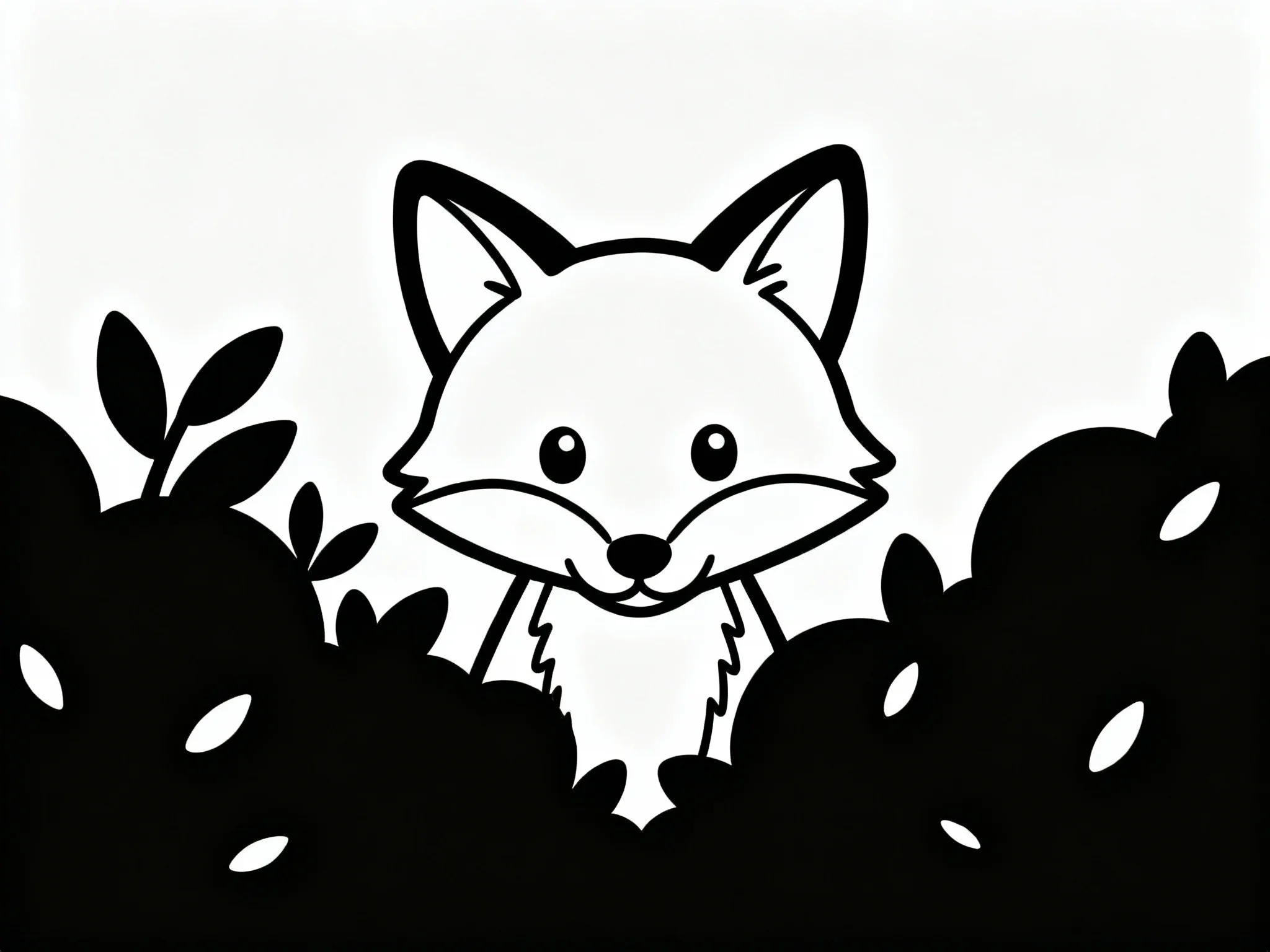 Fox Peeking Through Bushes