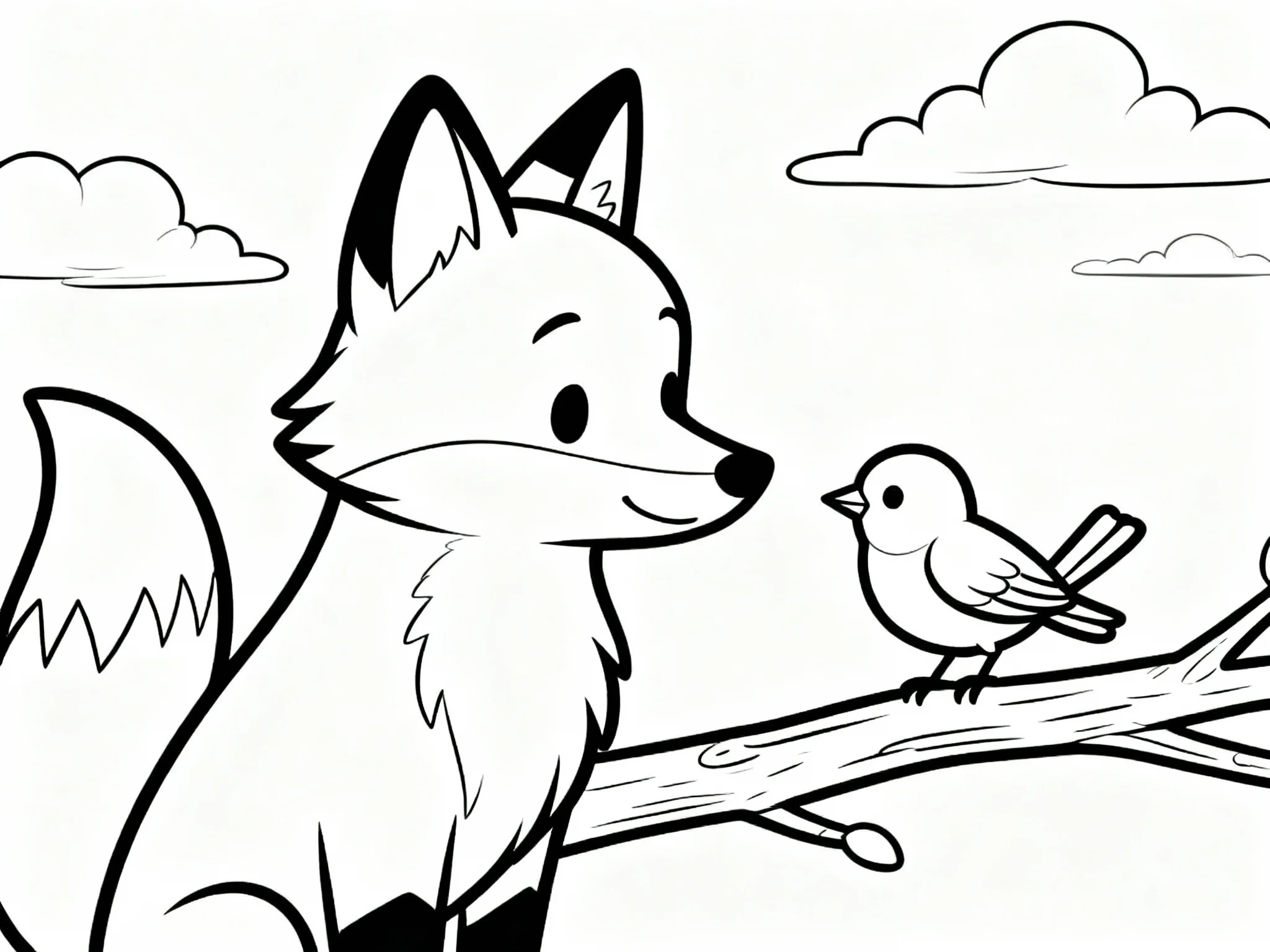 Fox with Bird Friend