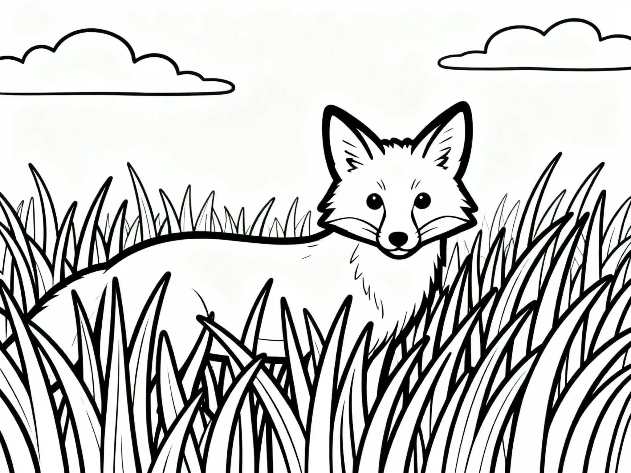 Fox Hiding in Tall Grass