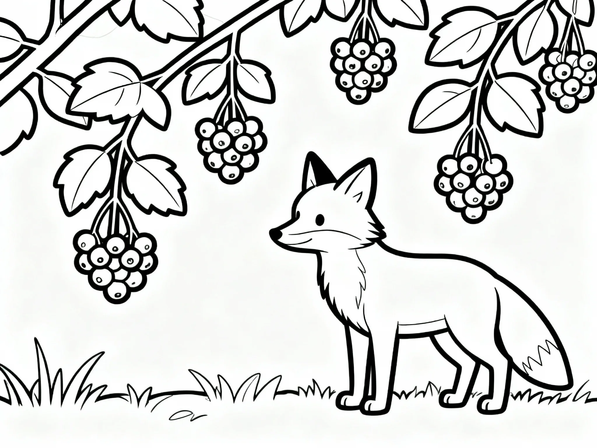 Fox Near Berries and Branches