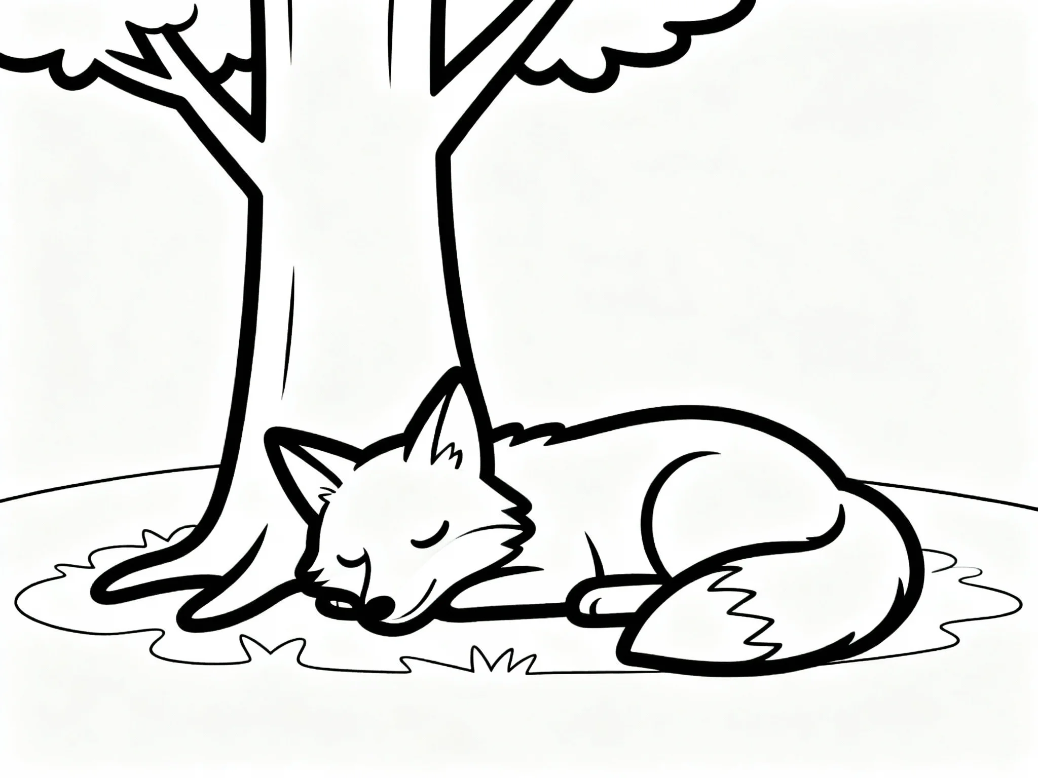 Fox Resting Under Tree