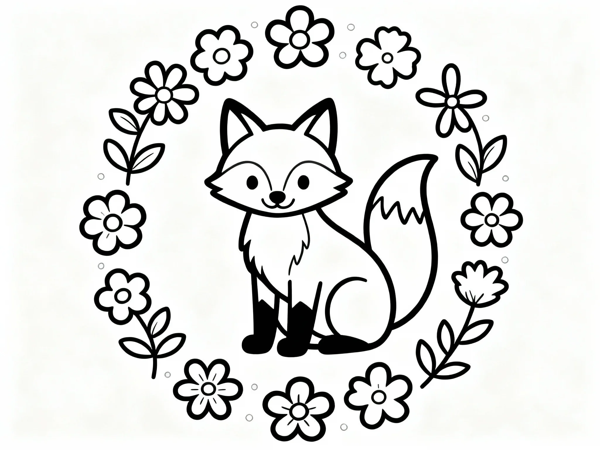 Fox Surrounded by Flowers