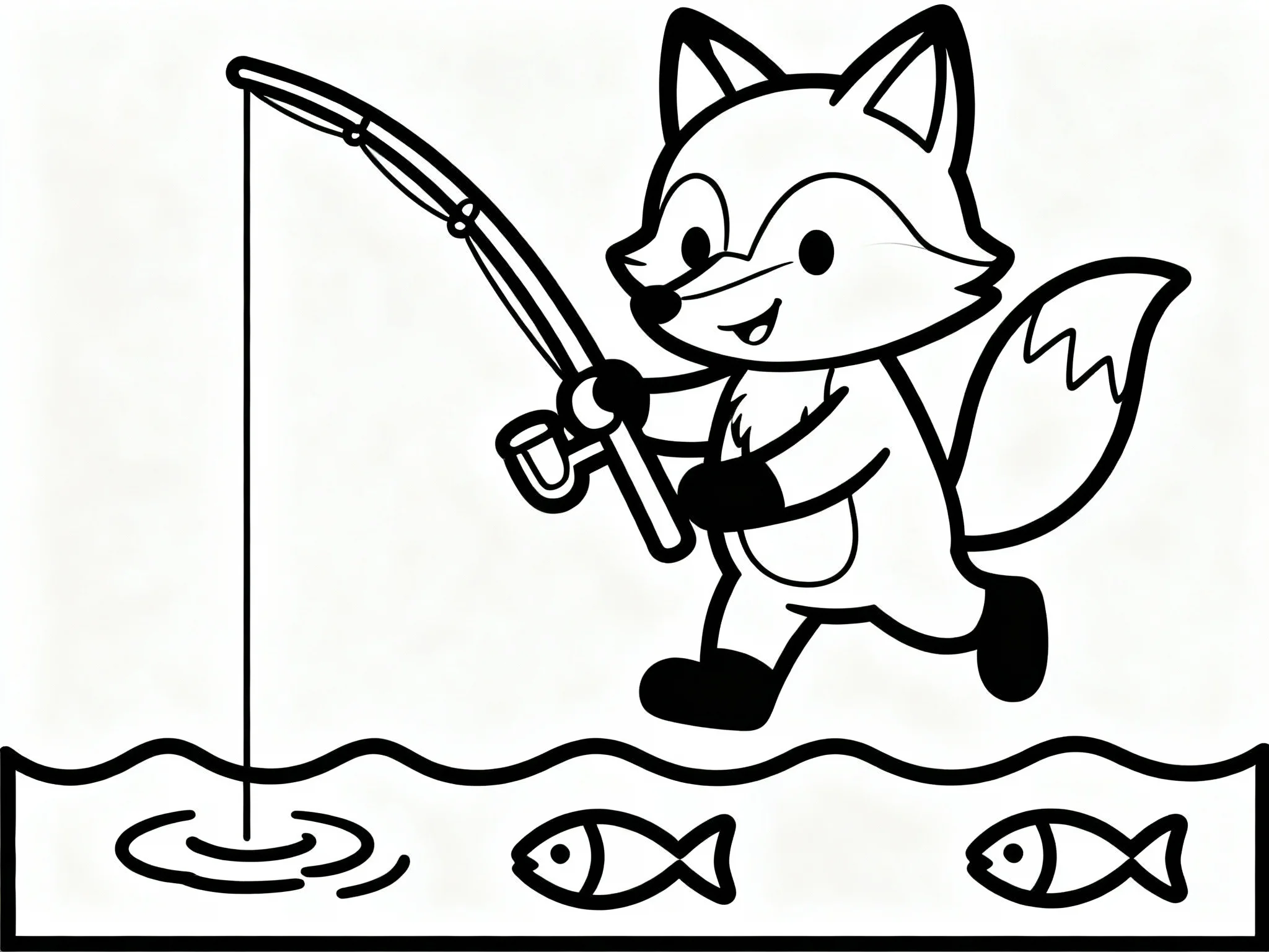 Fox with Fishing Rod