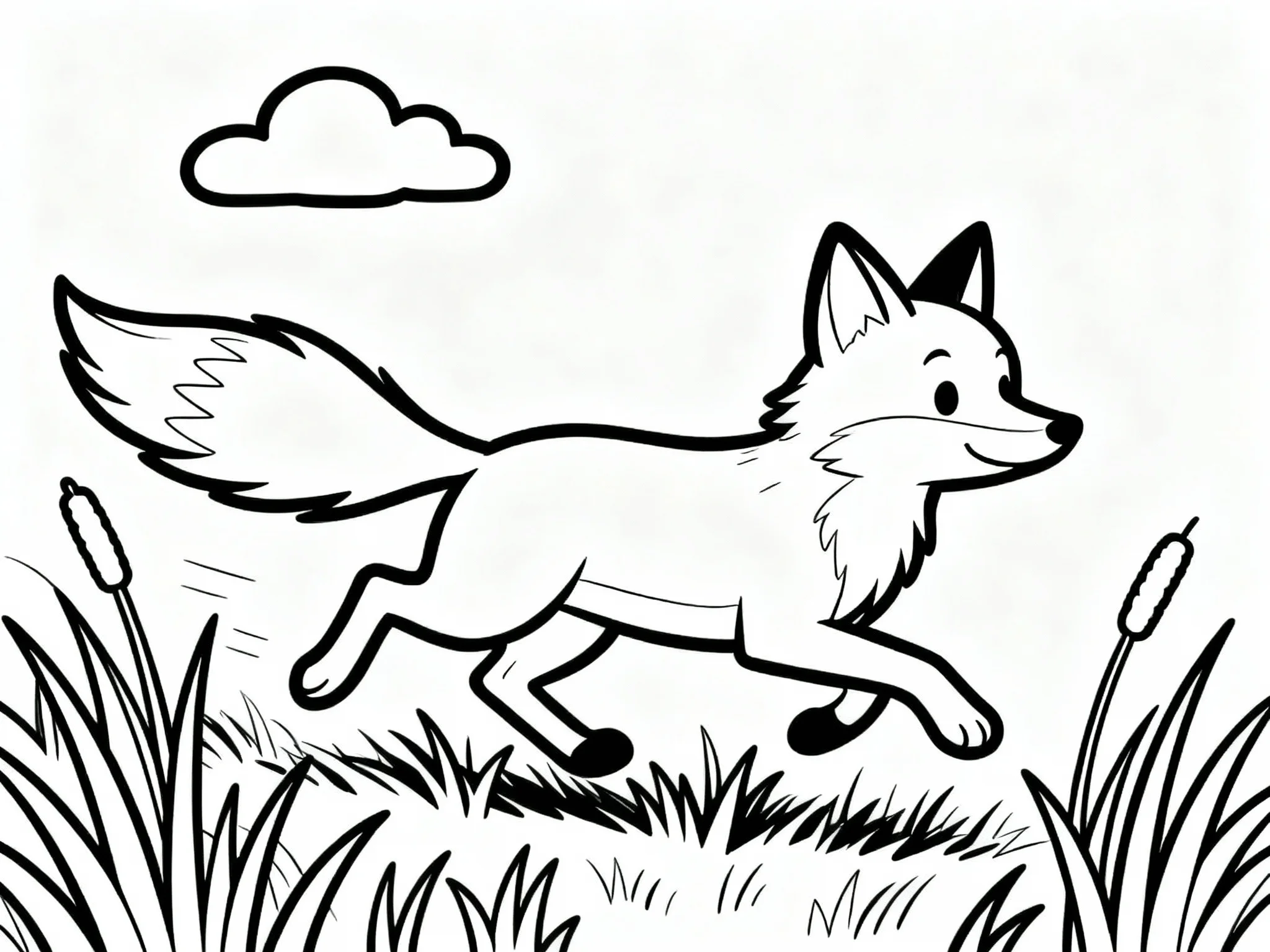 Fox Running Through Grass