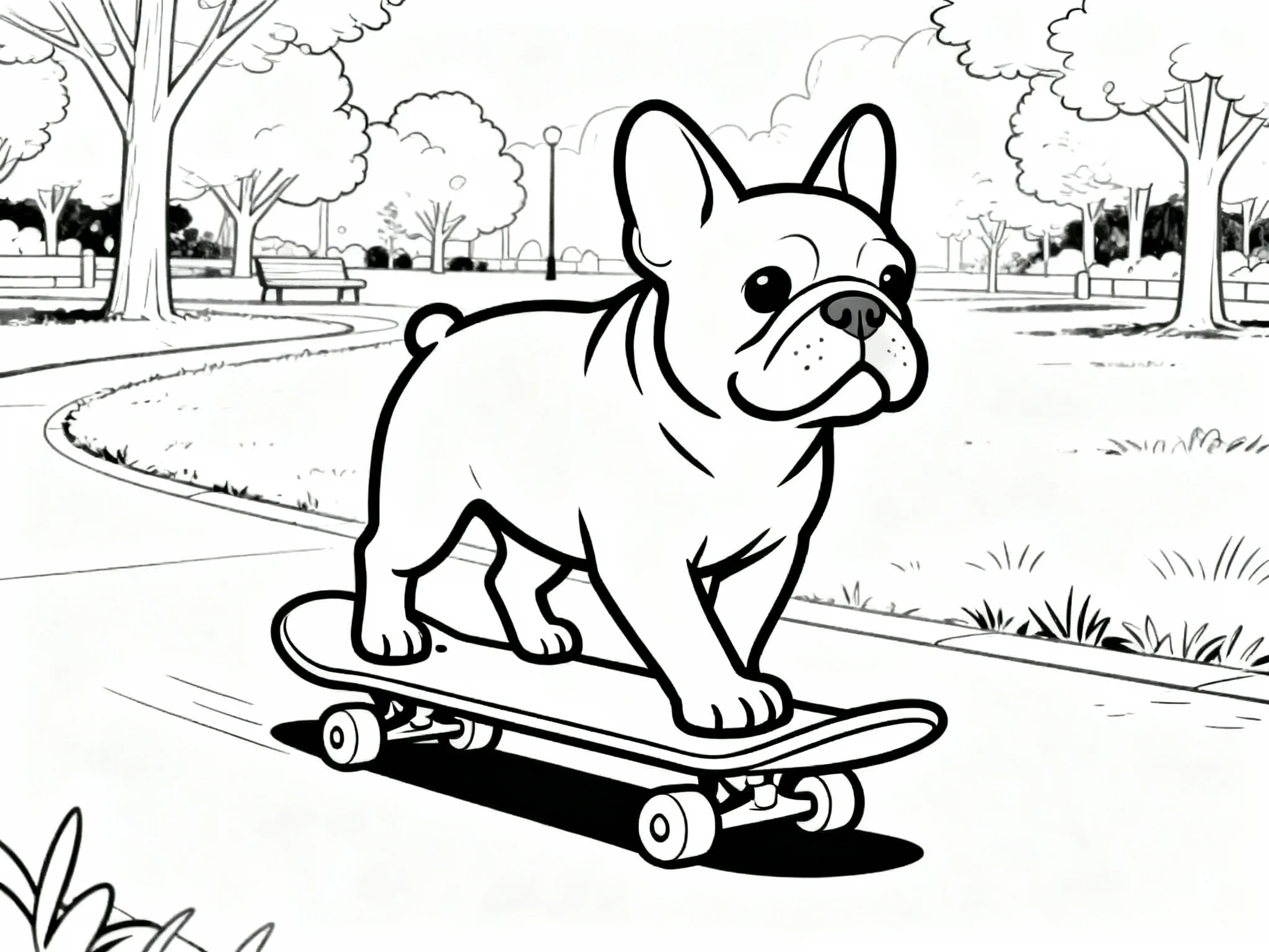 Bulldog on a Skateboard