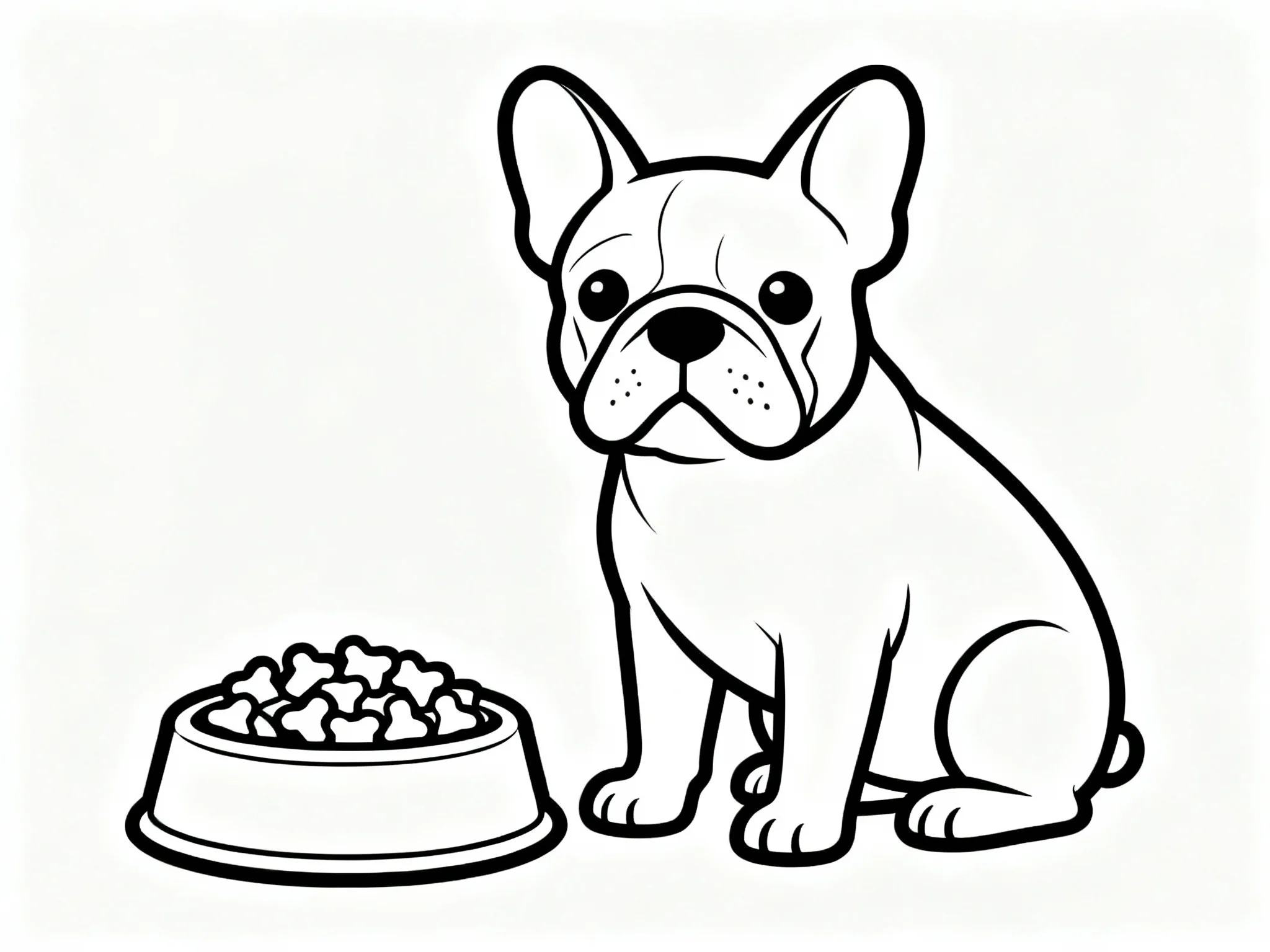 Bulldog with Food Bowl
