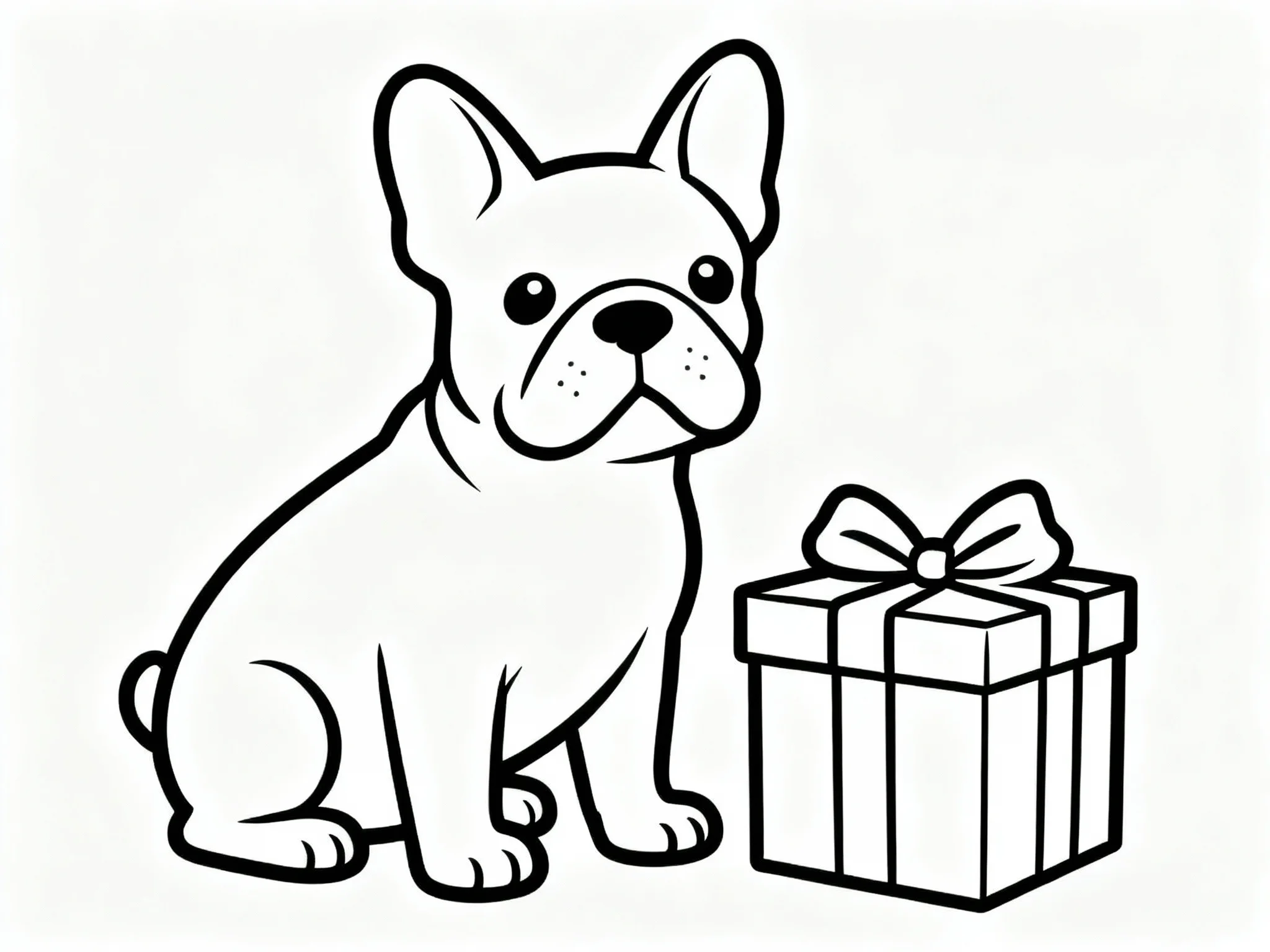 Bulldog with Present