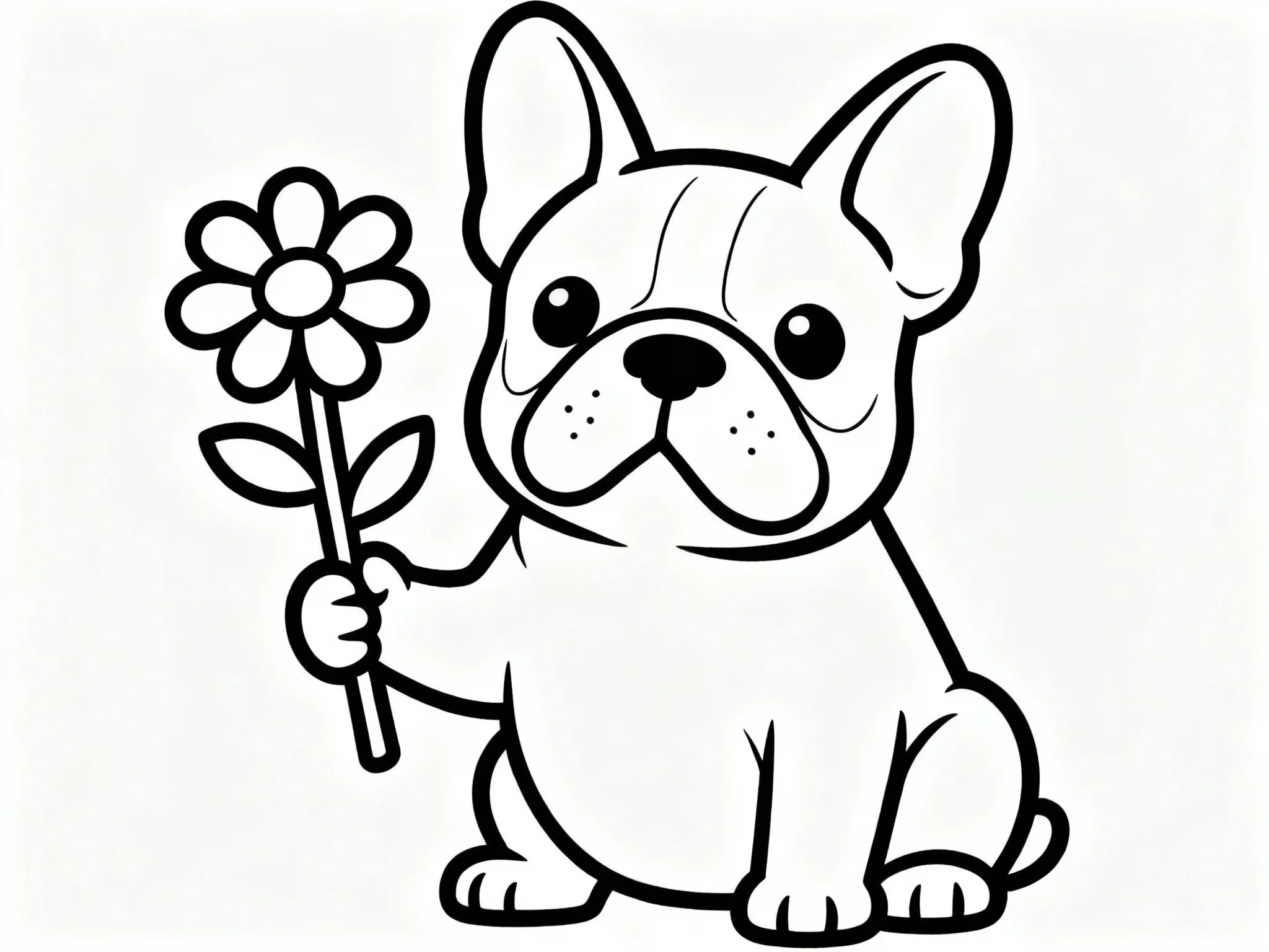 Bulldog with Flower