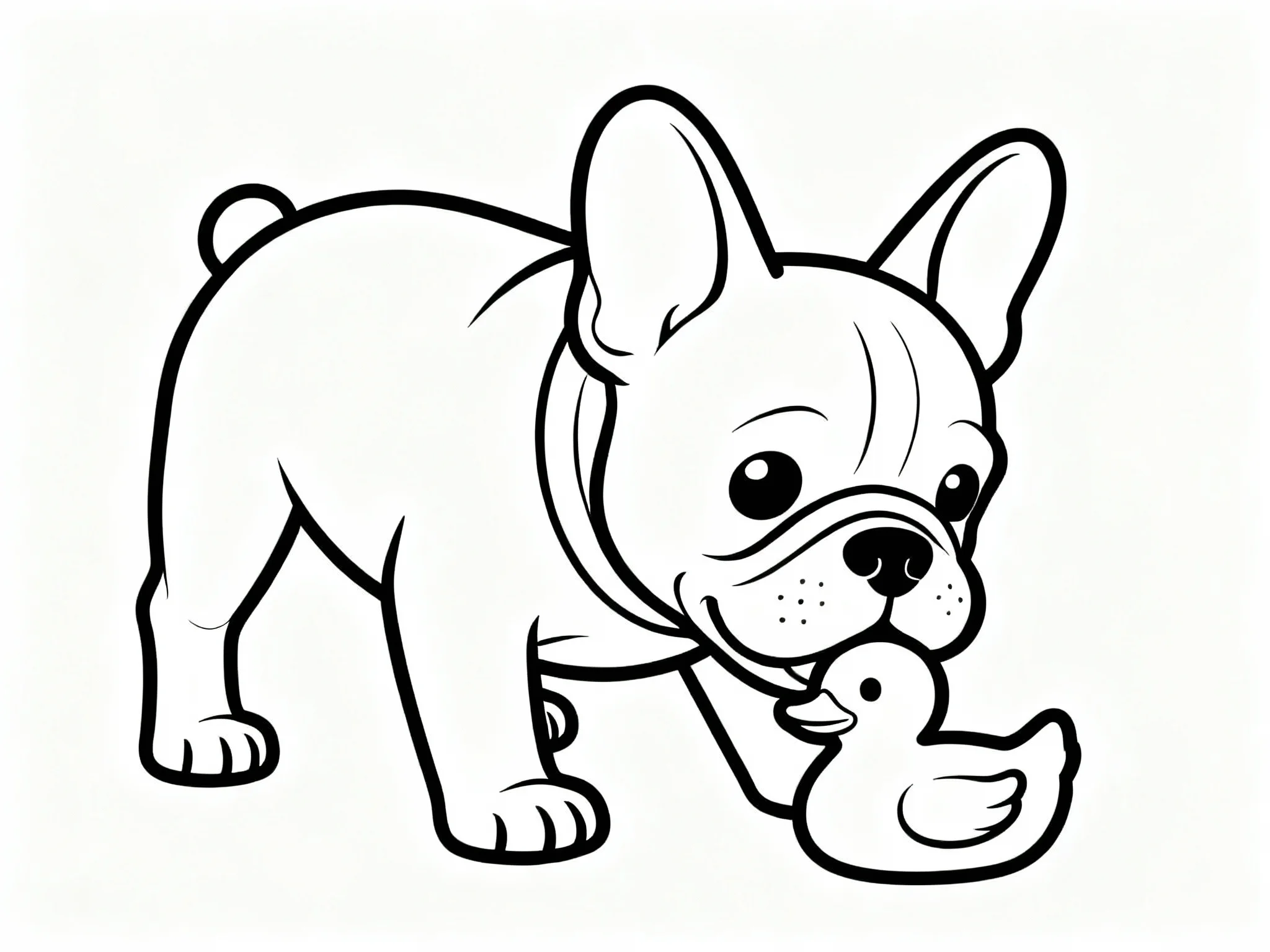 Bulldog with Toy Duck