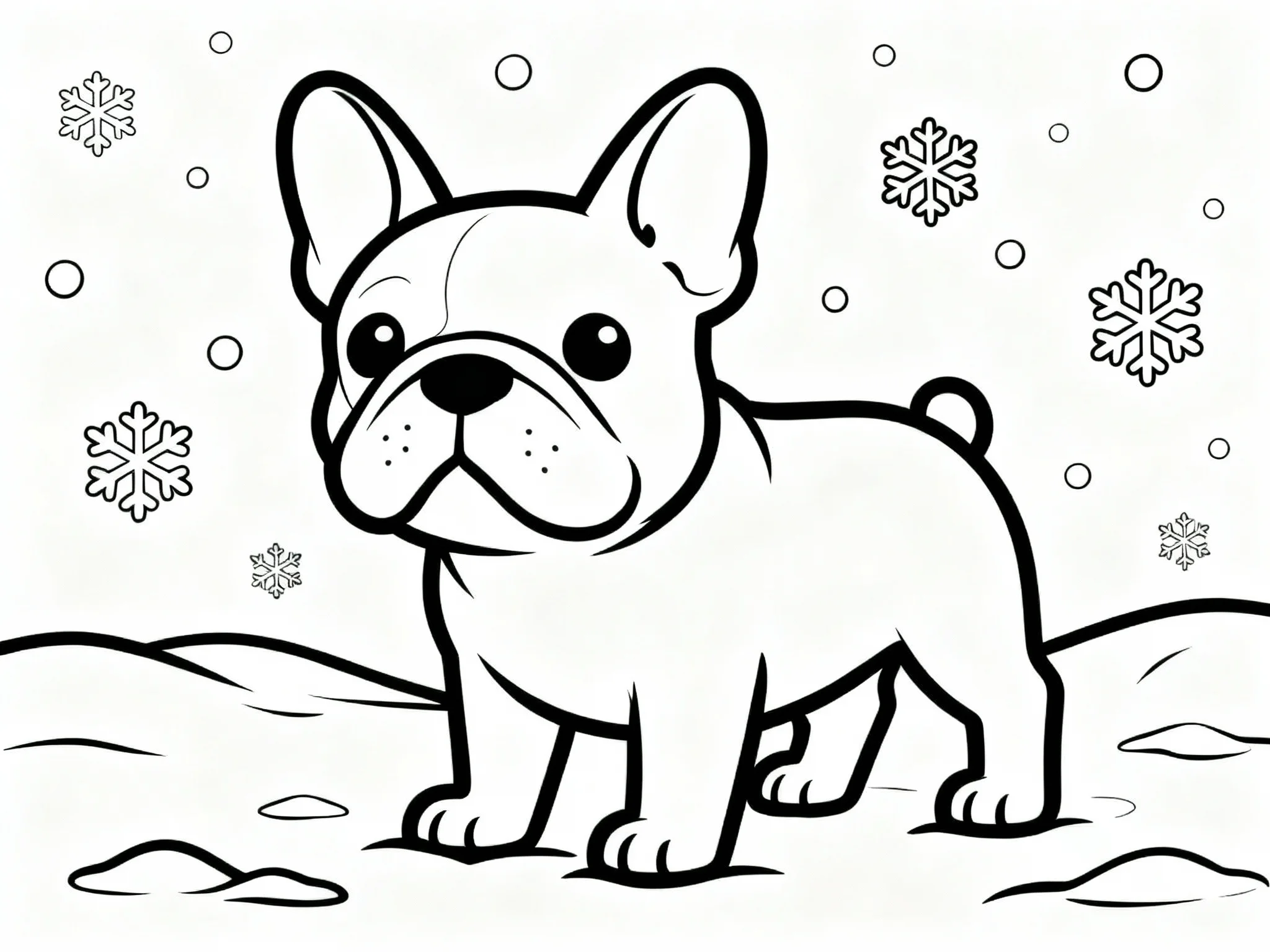 Bulldog in Snow