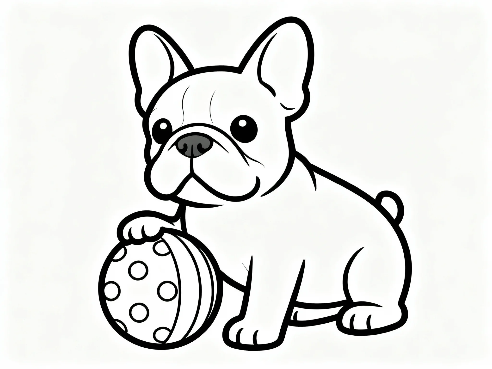 Bulldog with Toy Ball