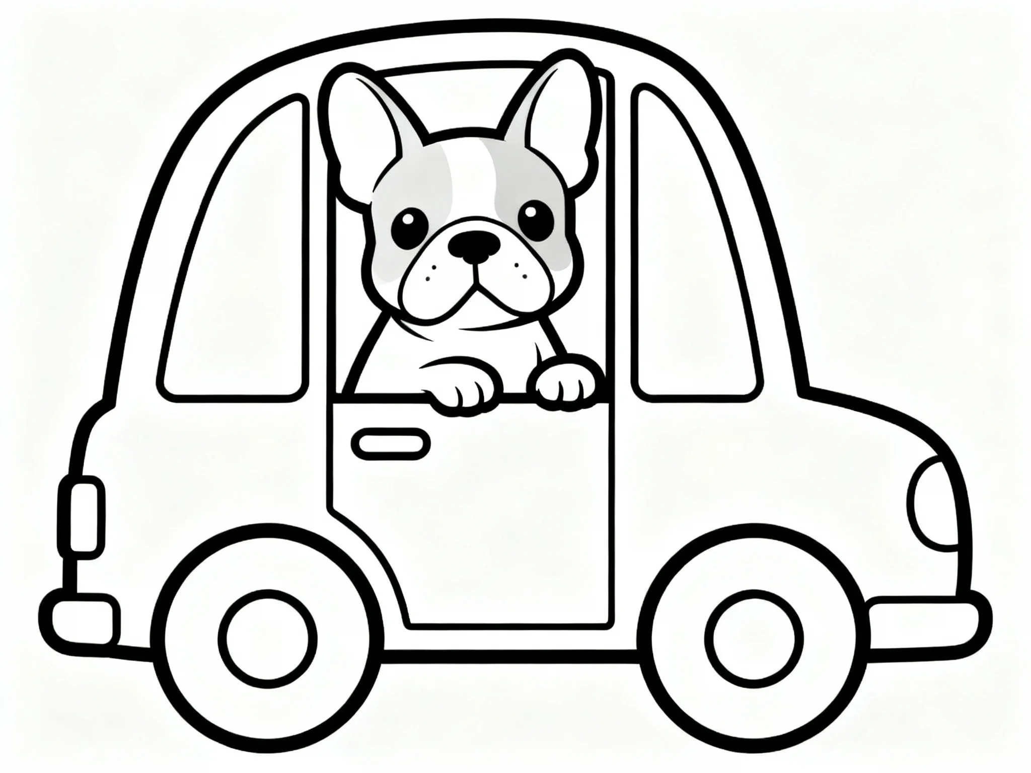 Bulldog in a Car
