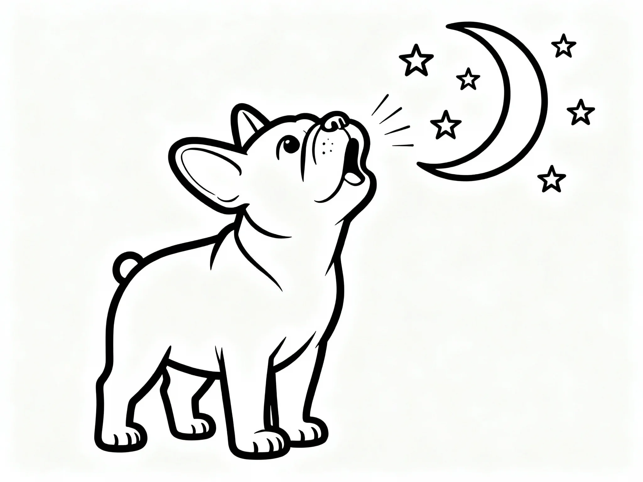 Bulldog Howling at Moon
